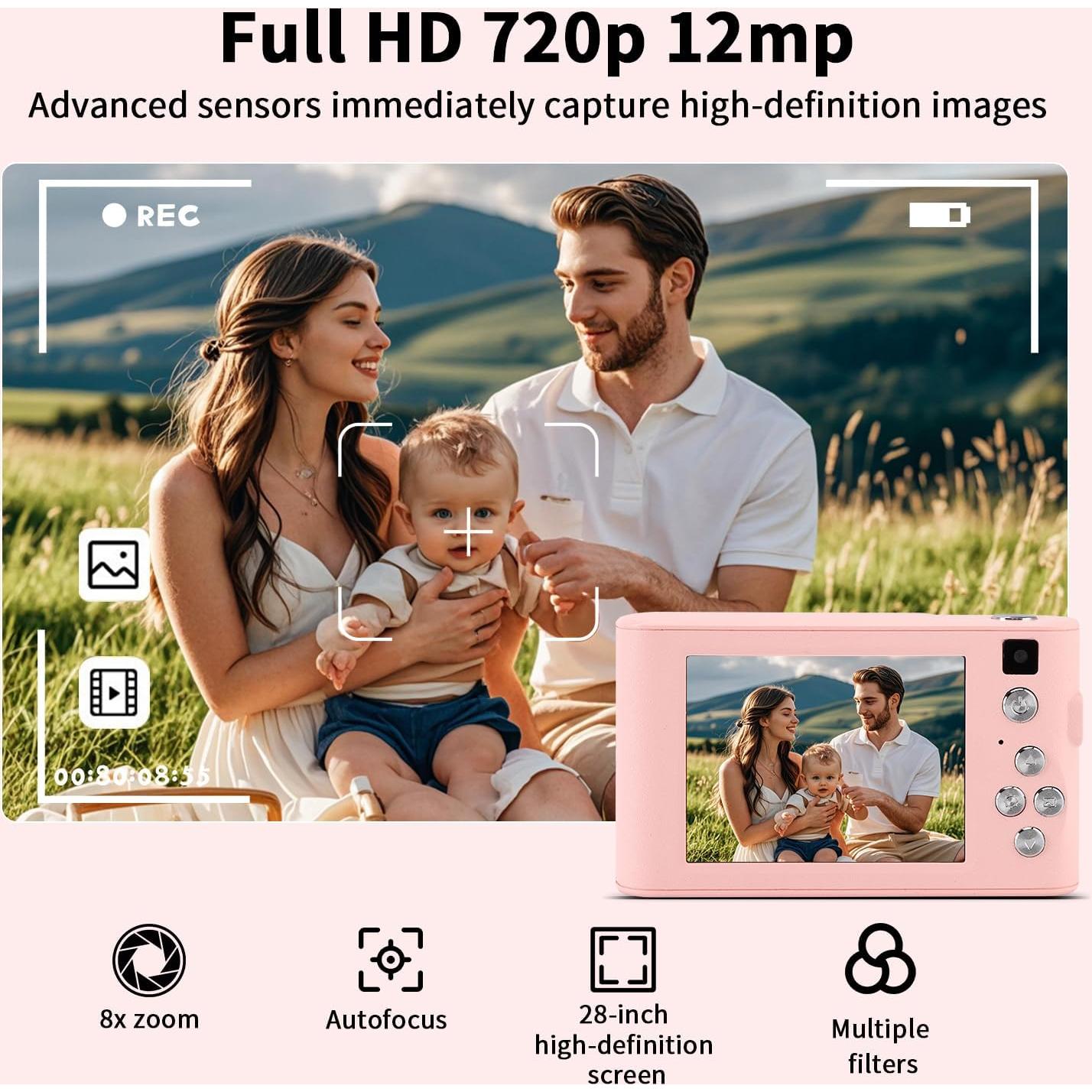 Cámara Digital Rosa XinM M-DC-P 12MP 720P 8X Zoom