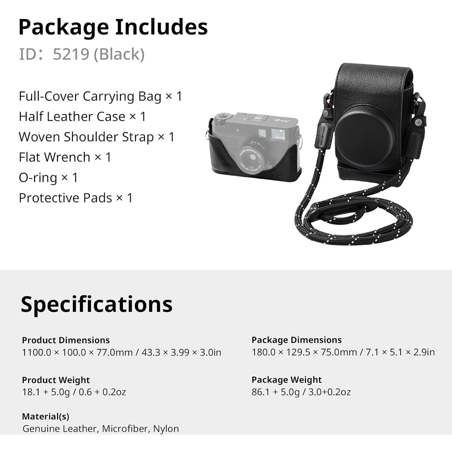 Kit de Funda de Cuero SMALLRIG para FUJIFILM X Half - Negro