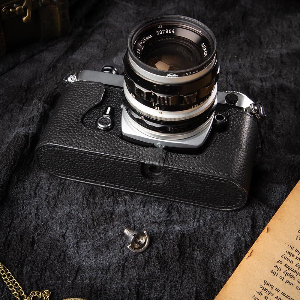 Funda de cuero genuino DBZZ para cámara Nikon FM/FE - Negro
