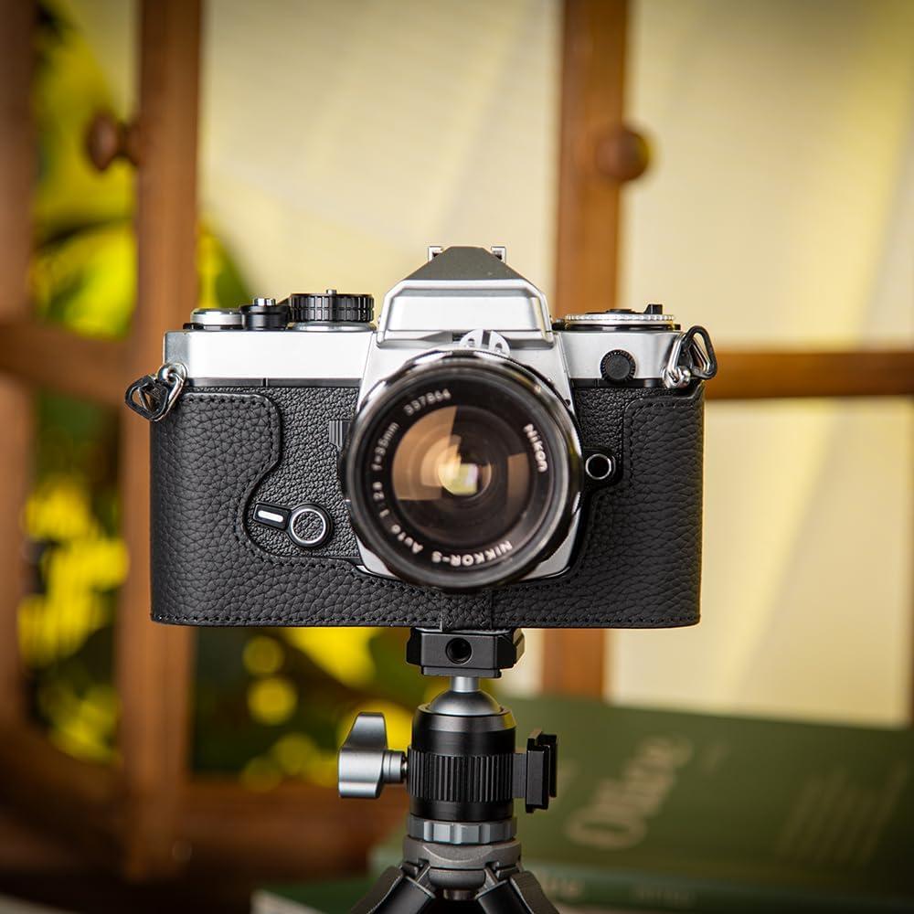 Funda de cuero genuino DBZZ para cámara Nikon FM/FE - Negro