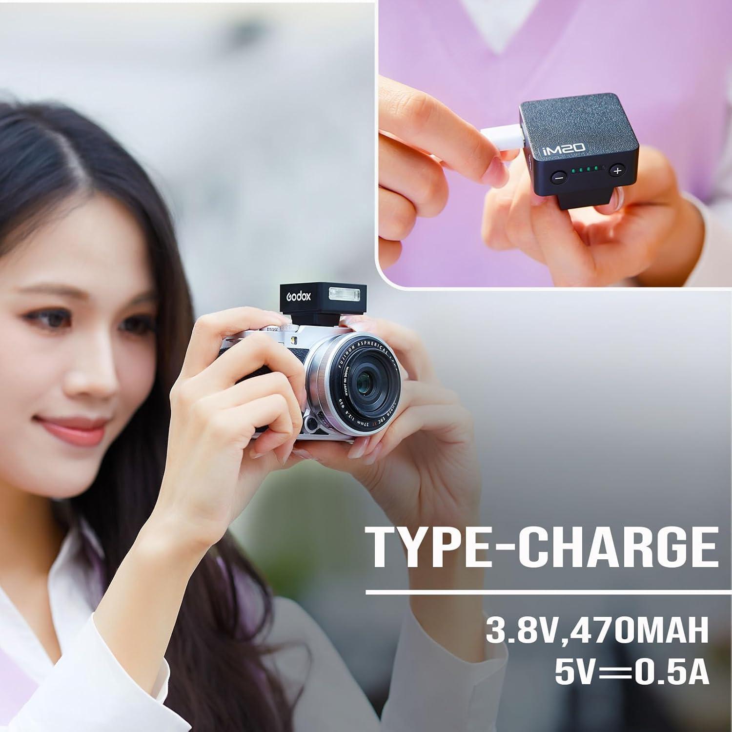 Flash de Cámara Godox iM20 - Batería Interna 470mAh, 440 Flashes