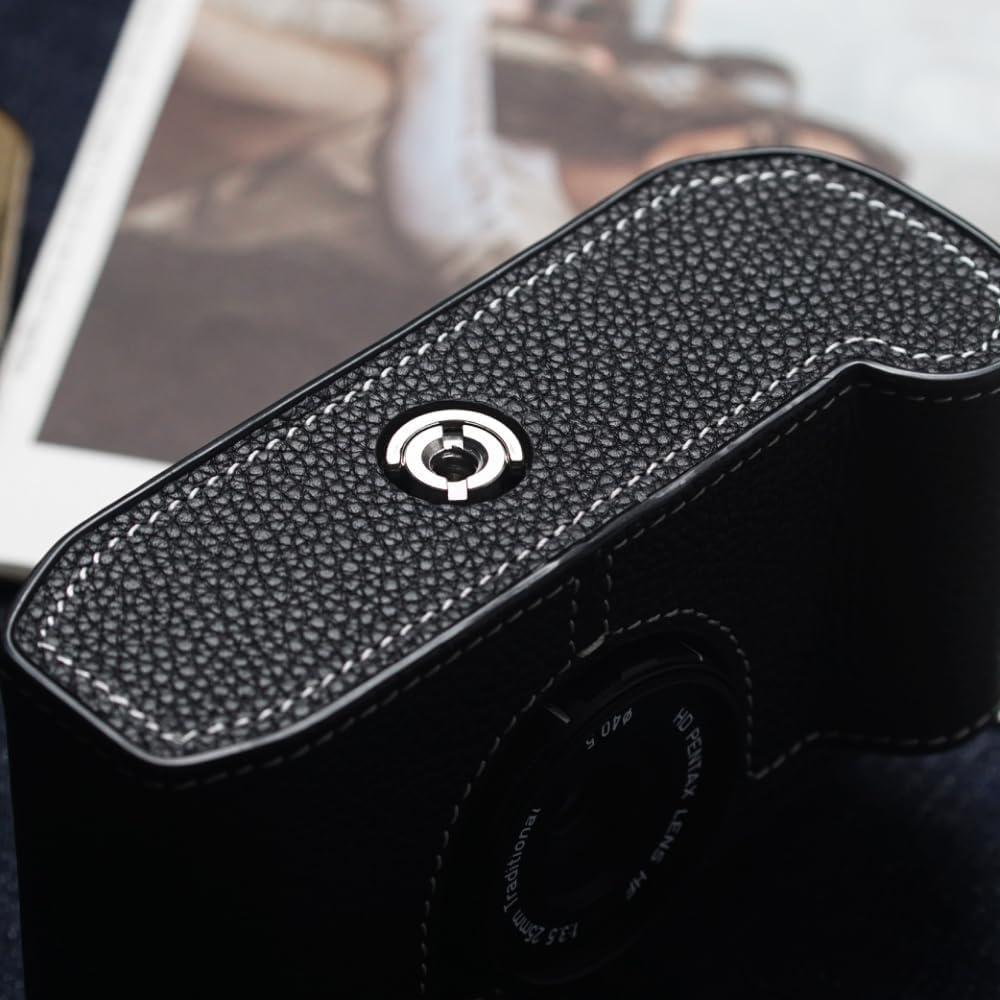 Estuche de Cuero Genuino para Cámara Pentax 17 - Negro