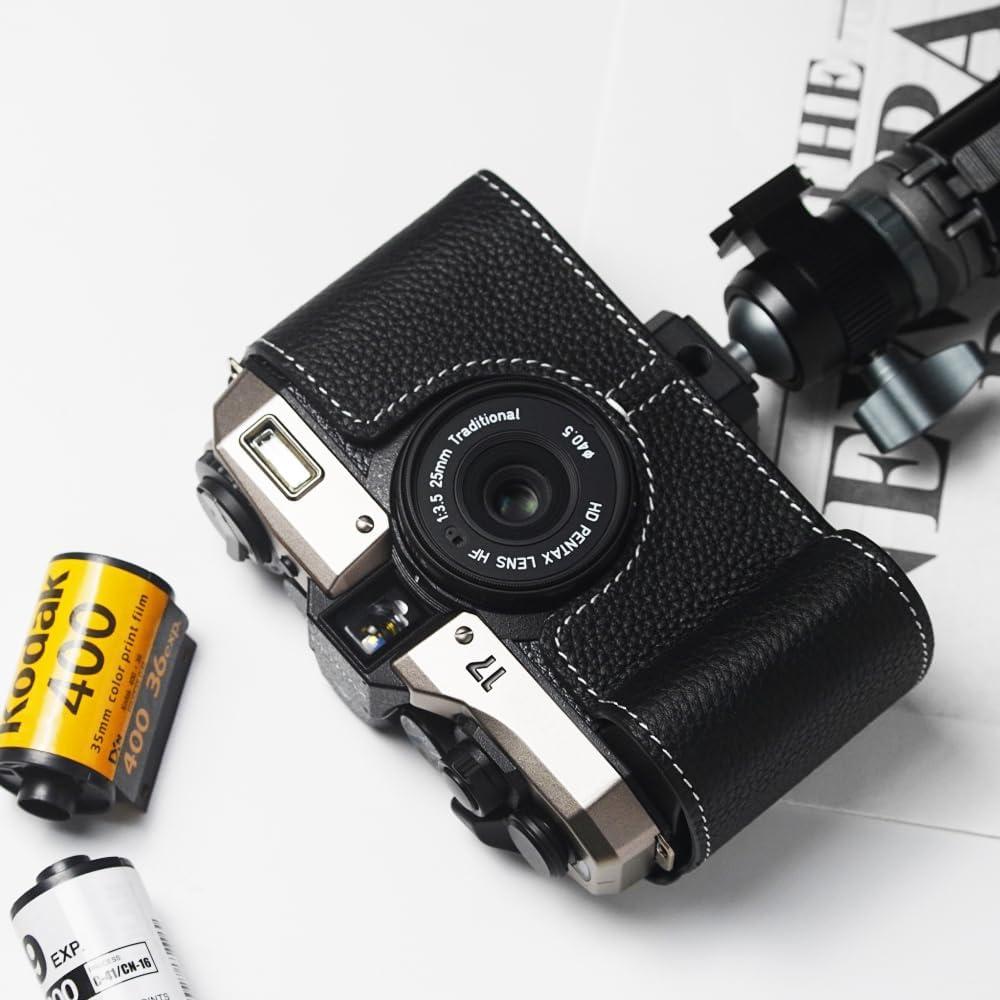 Estuche de Cuero Genuino para Cámara Pentax 17 - Negro