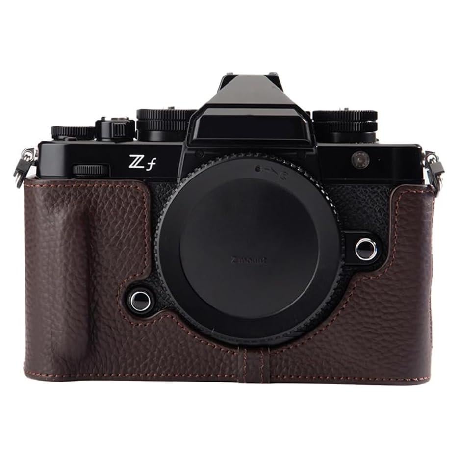 Protector de cámara de cuero genuino DBZZ para Nikon ZF - Marrón Mocha