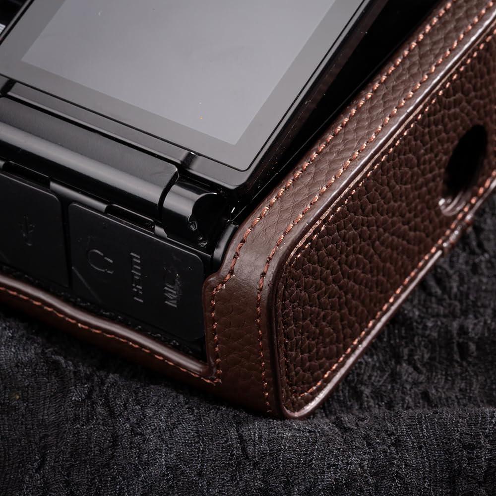 Protector de cámara de cuero genuino DBZZ para Nikon ZF - Marrón Mocha