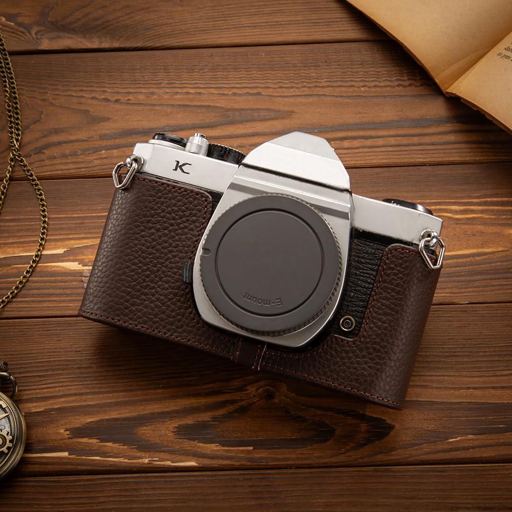 Funda de cuero genuino para cámara Pentax K1000 - Marrón