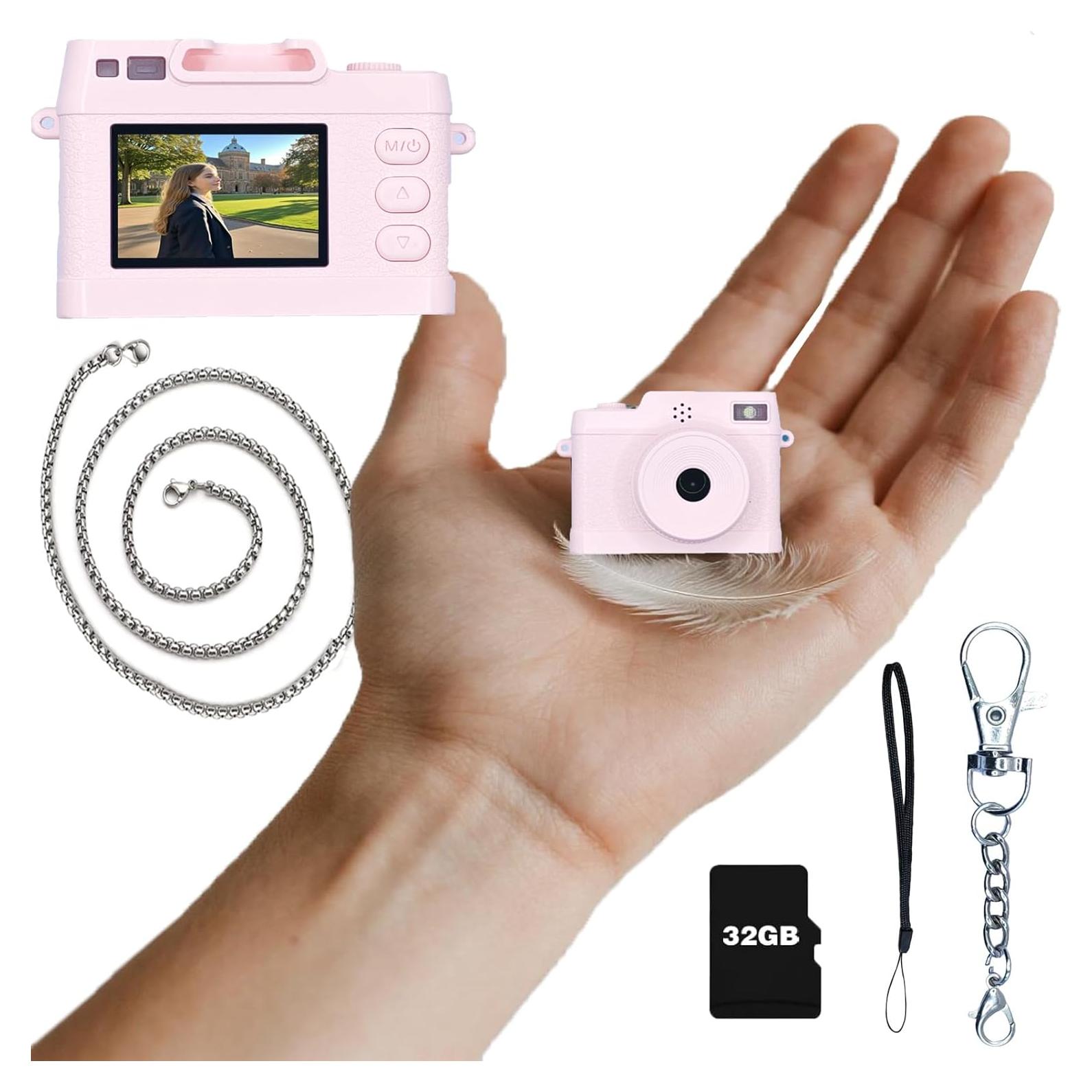 Cámara Mini Digital ONEFAR X2PRO 1080P Rosa con 32GB