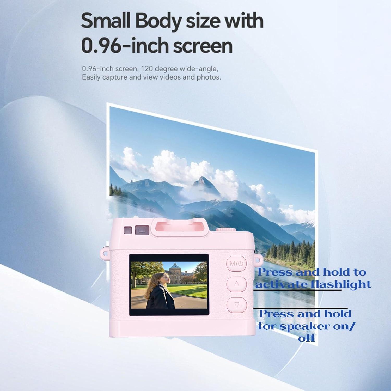 Cámara Mini Digital ONEFAR X2PRO 1080P Rosa con 32GB