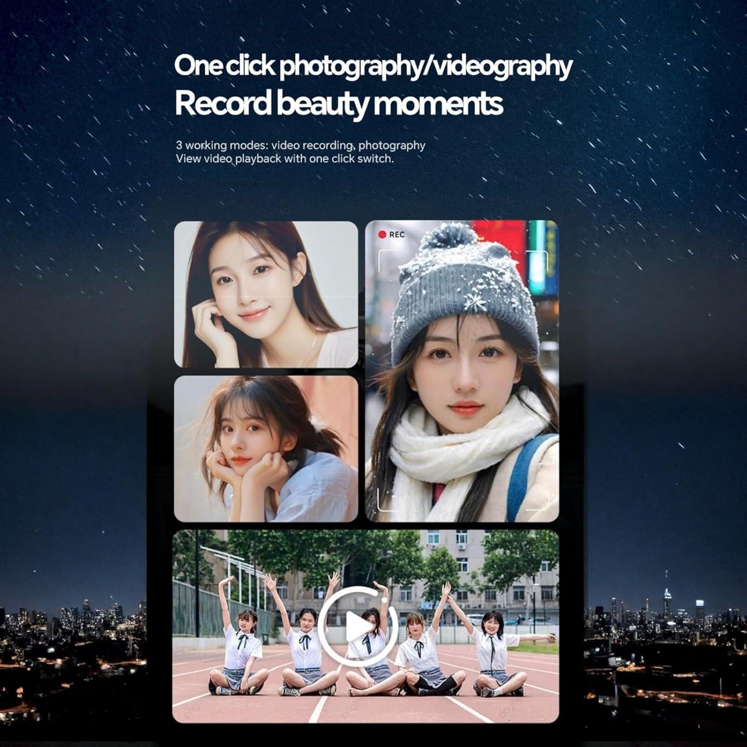 Cámara Mini Digital ONEFAR X2PRO 1080P Rosa con 32GB