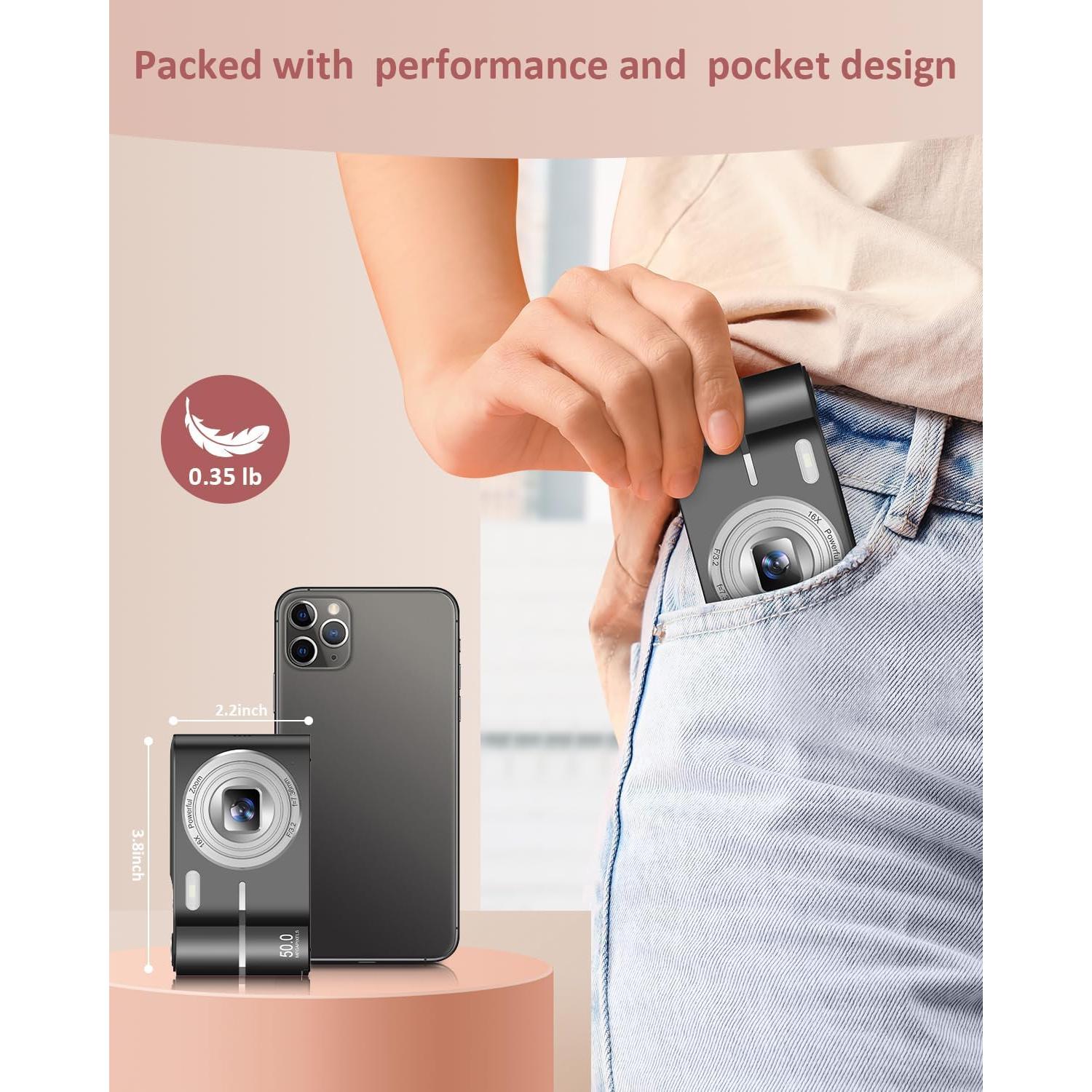 Cámara Digital Qumcou M03 50MP FHD 1080P Zoom 16x Niños