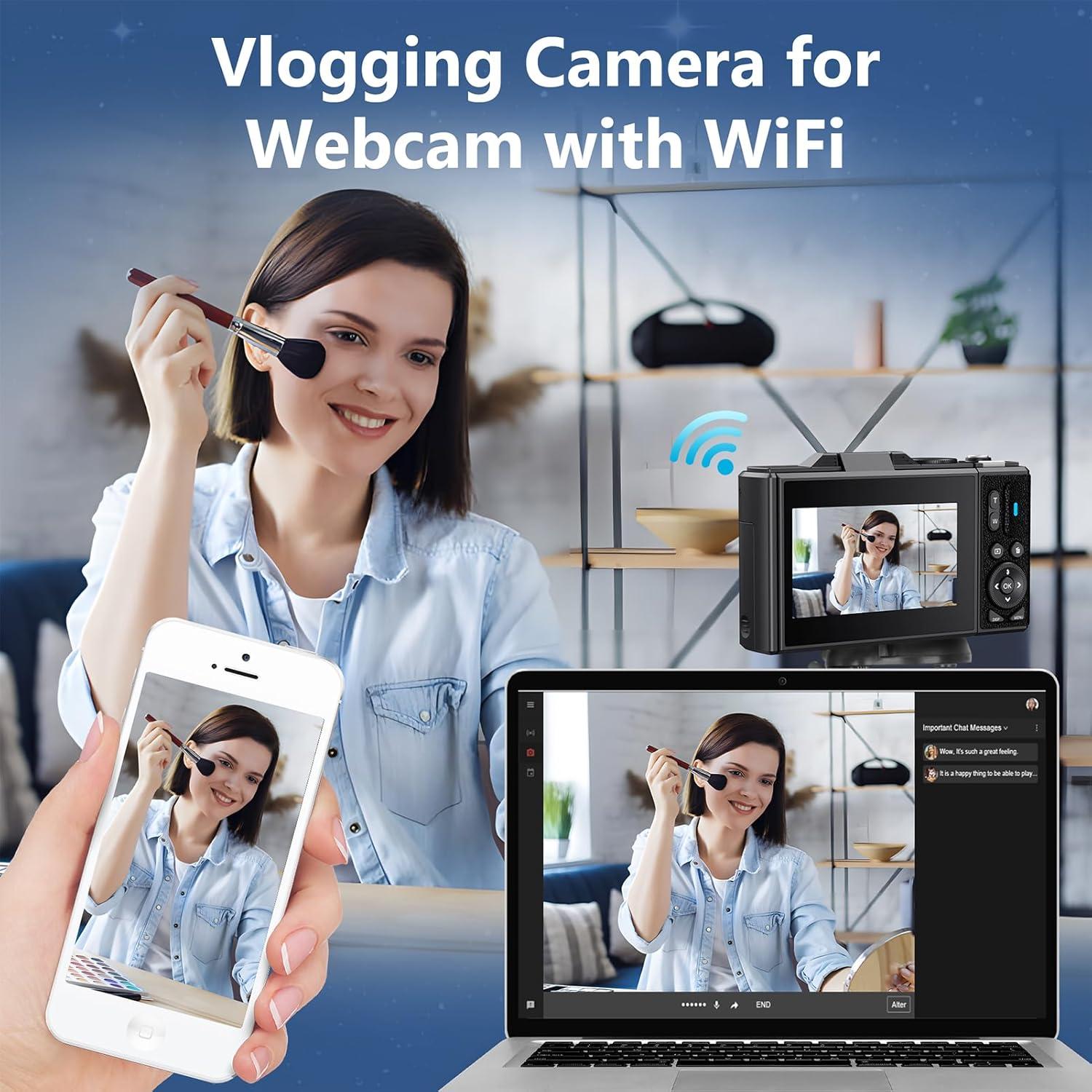 Cámara Digital 5K Dpofirs 75MP Zoom 18X Pantalla 3" Blanco