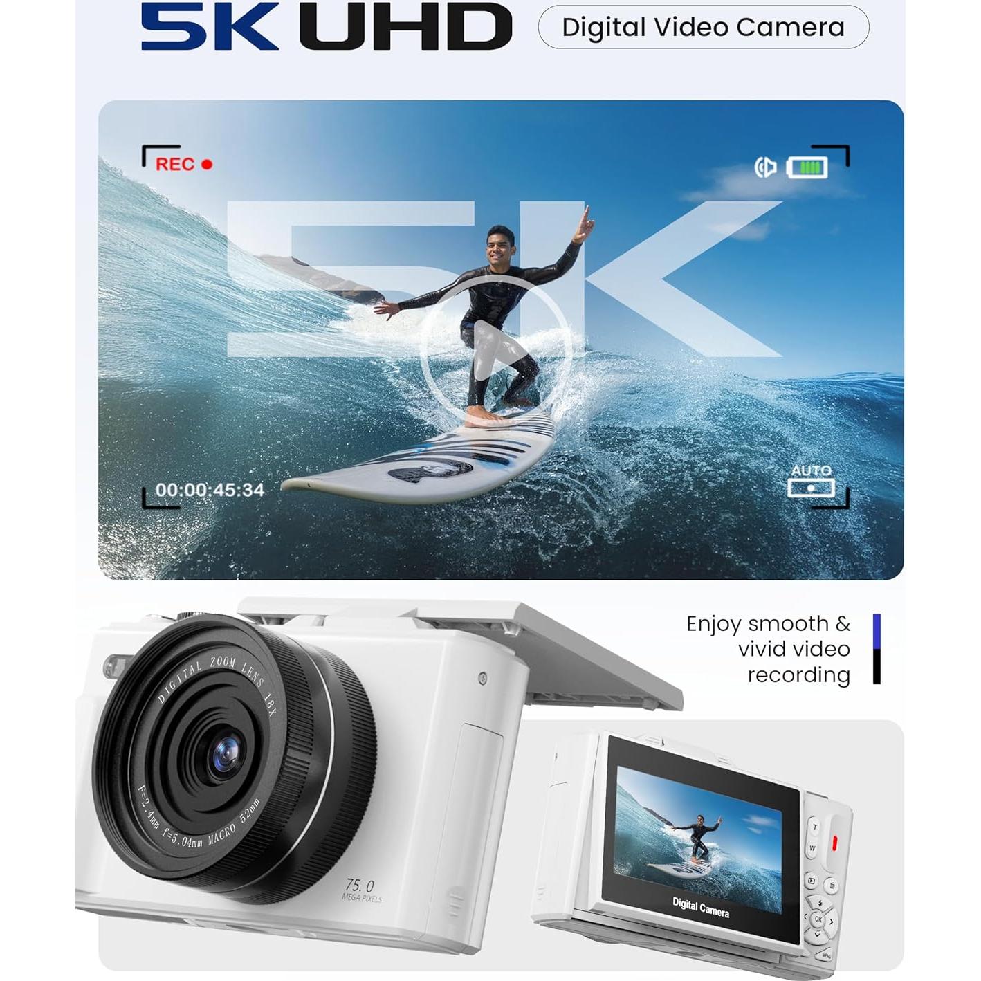 Cámara Digital IWOBAC WD08-5K 75MP 5K Autofoco 18X WiFi