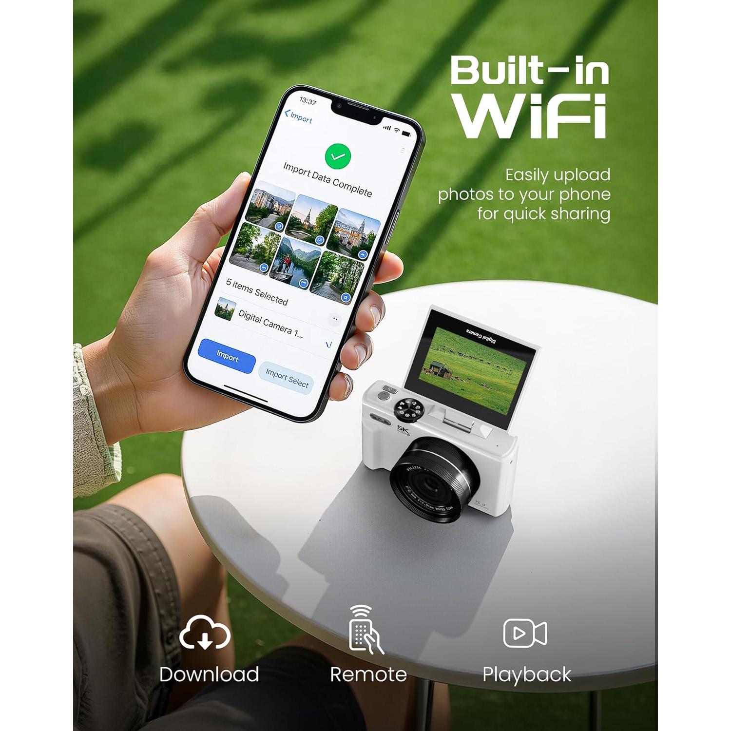 Cámara Digital IWOBAC WD08-5K 75MP 5K Autofoco 18X WiFi