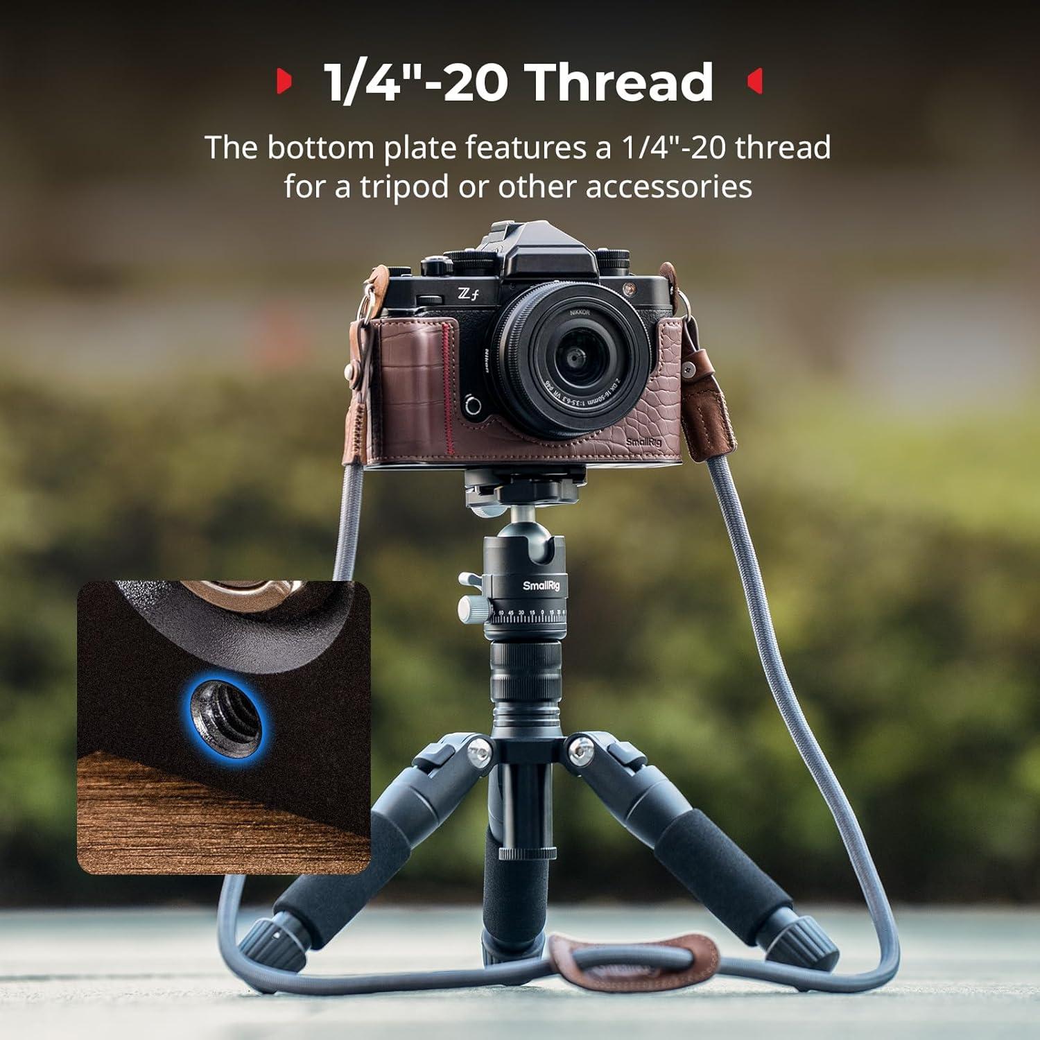 SMALLRIG Camera Case Kit for Nikon Z f, Vintage PU Leather Camera Case Kit, with Enhanced Grip, Scratch-resistant Microfiber Lining, Aluminum Alloy Frame,Shoulder Strap, Brown - 5096