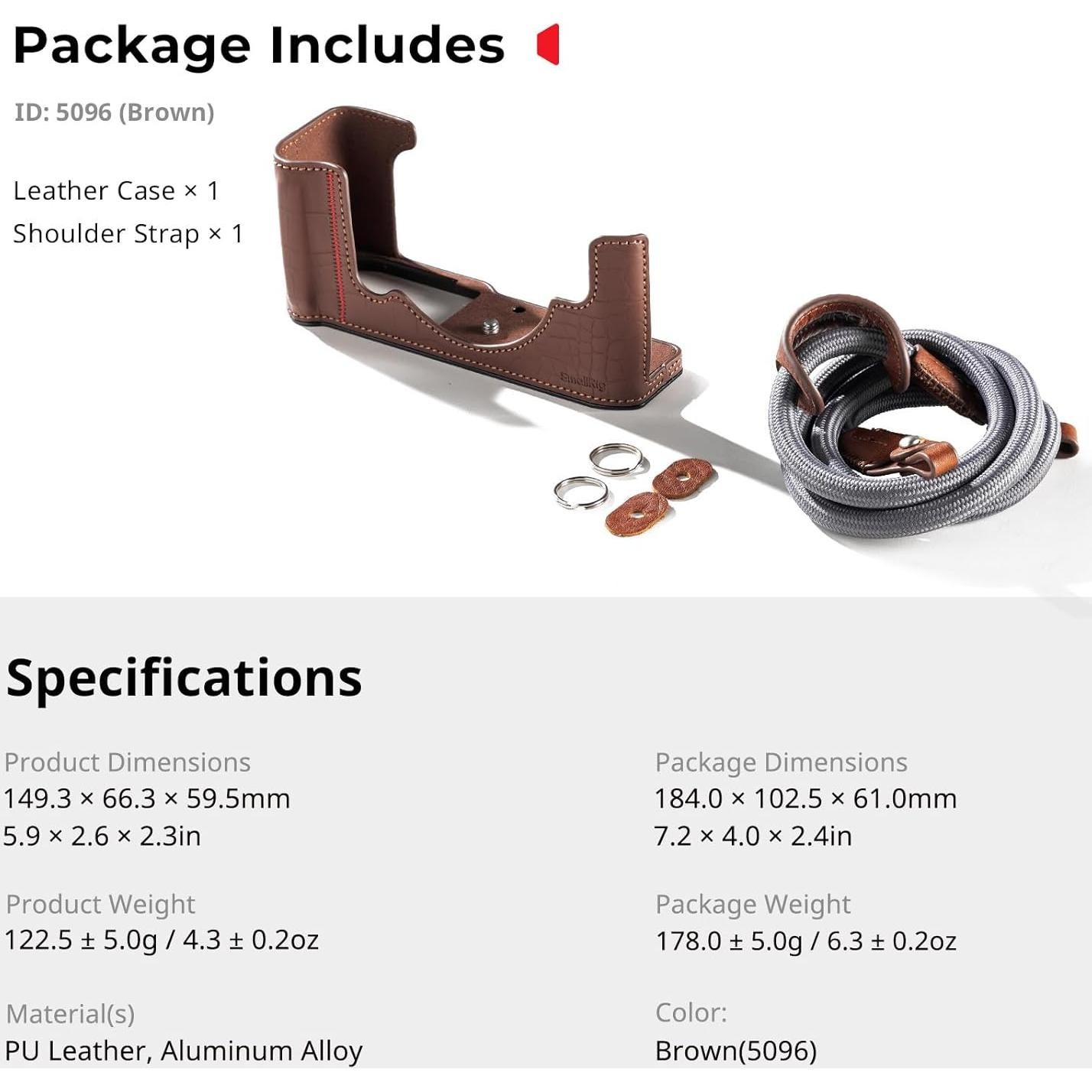 SMALLRIG Camera Case Kit for Nikon Z f, Vintage PU Leather Camera Case Kit, with Enhanced Grip, Scratch-resistant Microfiber Lining, Aluminum Alloy Frame,Shoulder Strap, Brown - 5096