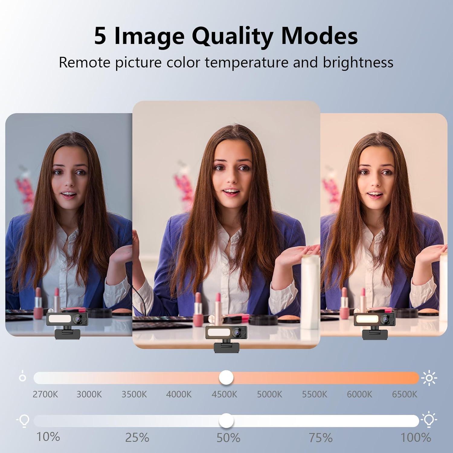 Cámara Web 2K Sameuo G53-2K con Micrófonos AI y Luz LED
