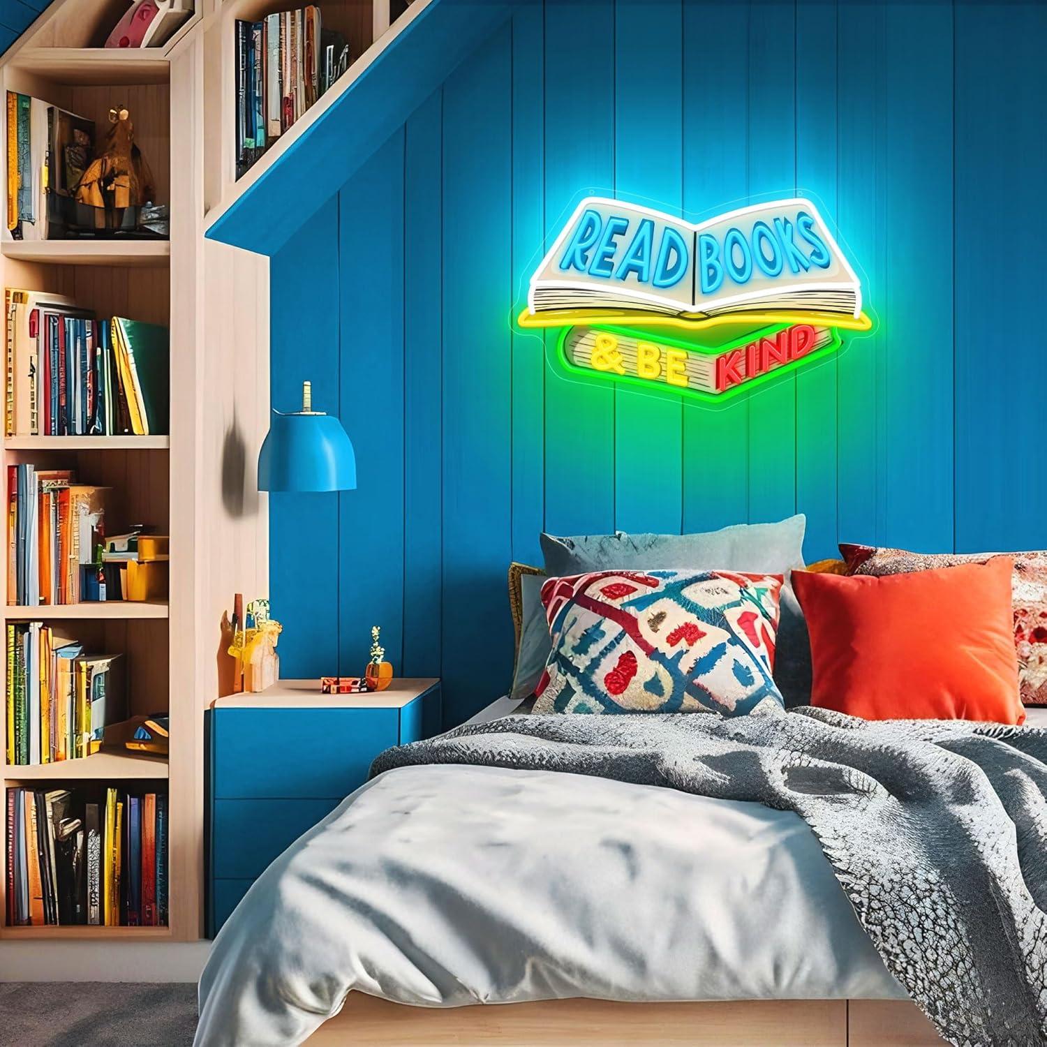 Cartel de Neón LED SELICOR 'Leer Libros y Ser Amable' 41.9x25.4cm