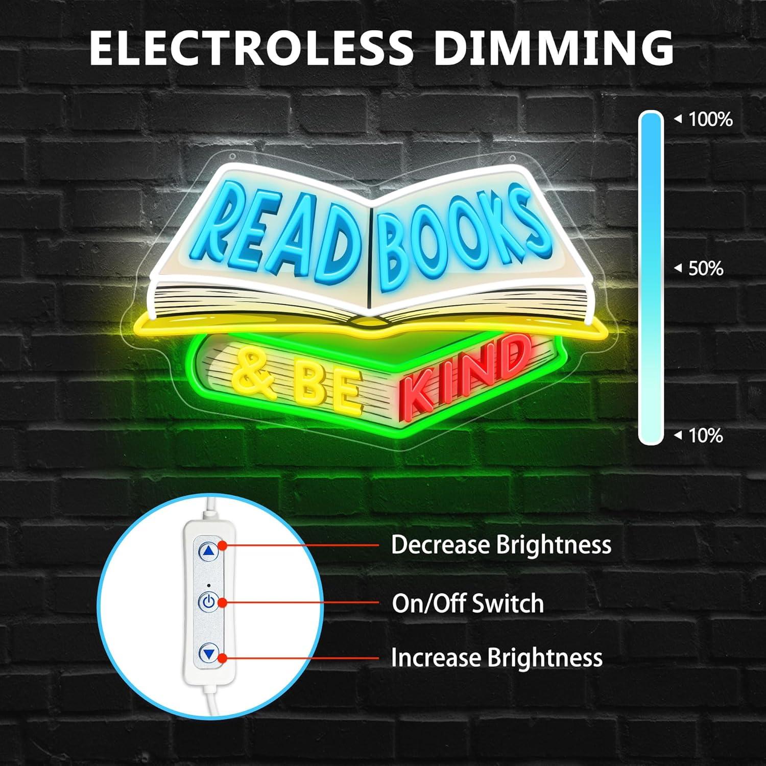 Cartel de Neón LED SELICOR 'Leer Libros y Ser Amable' 41.9x25.4cm