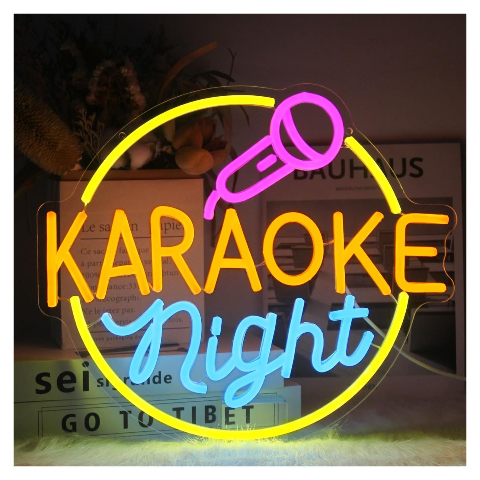 Cartel de Neón Karaoke CKTBLEY 33x32.5cm Decoración Pared