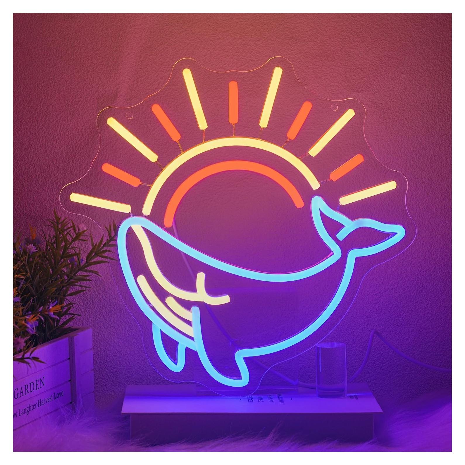 Luz de Neón Ballena Xixkilly 34.3x33 cm LED Decorativa