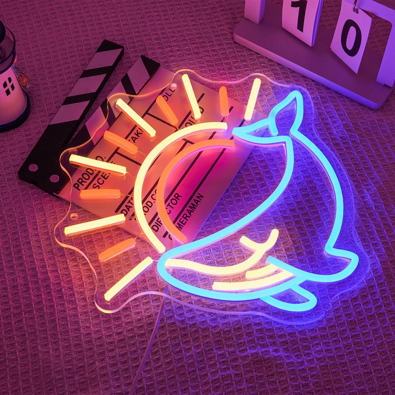 Luz de Neón Ballena Xixkilly 34.3x33 cm LED Decorativa