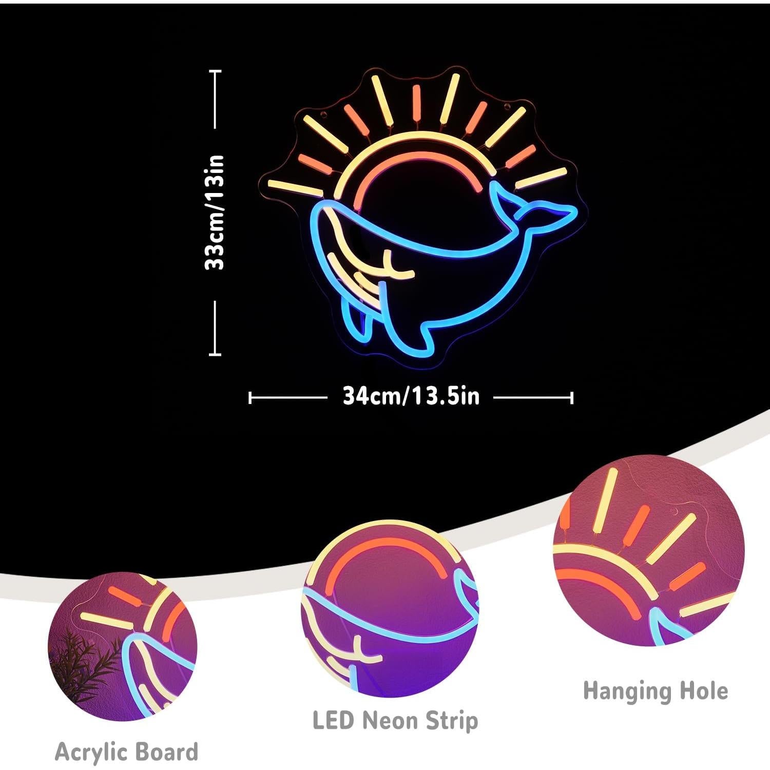 Luz de Neón Ballena Xixkilly 34.3x33 cm LED Decorativa