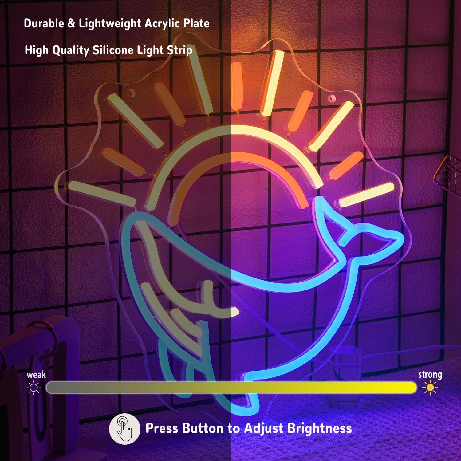 Luz de Neón Ballena Xixkilly 34.3x33 cm LED Decorativa