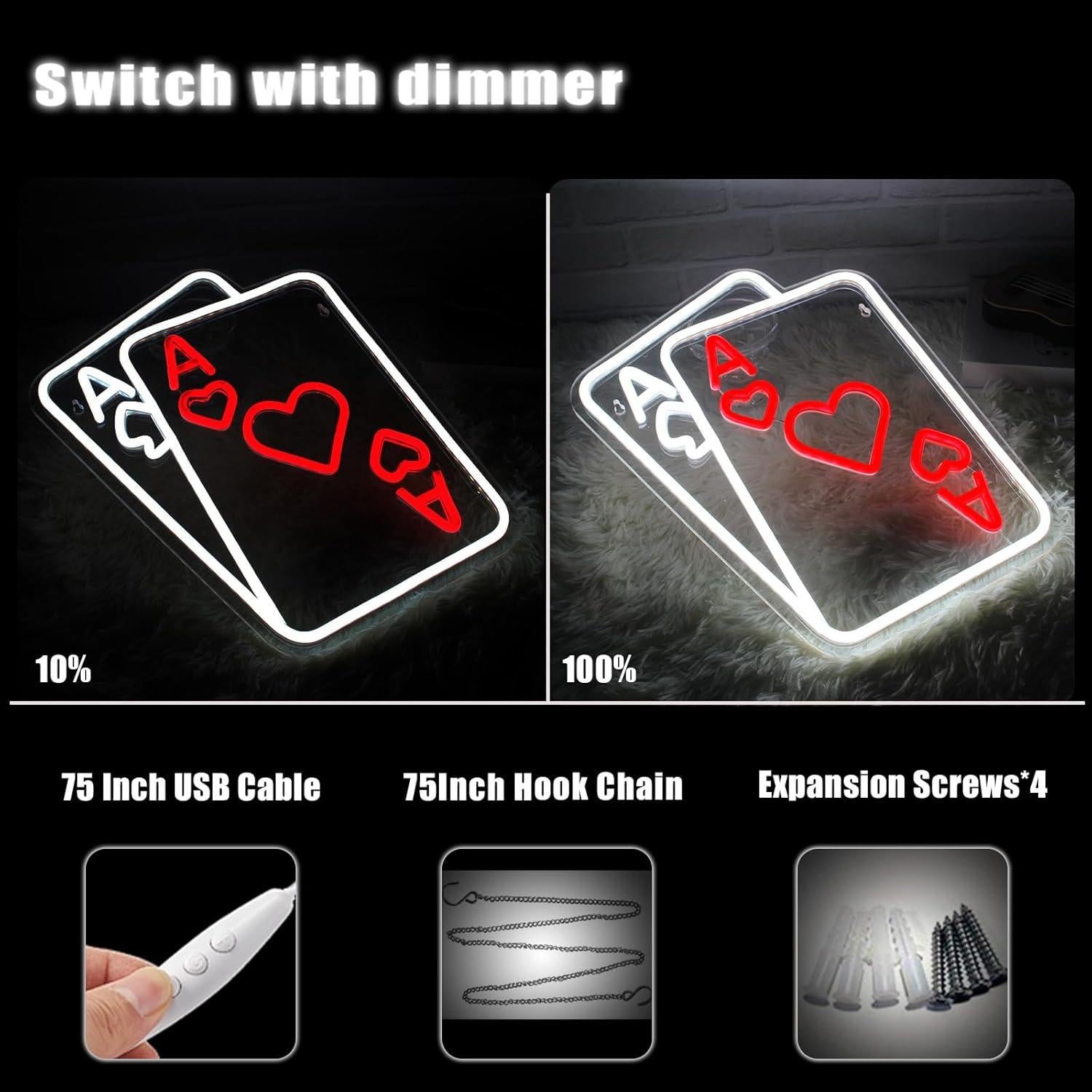 Cartel de Neón de Póker LeDigPig 37.6x30.5cm LED Rojo