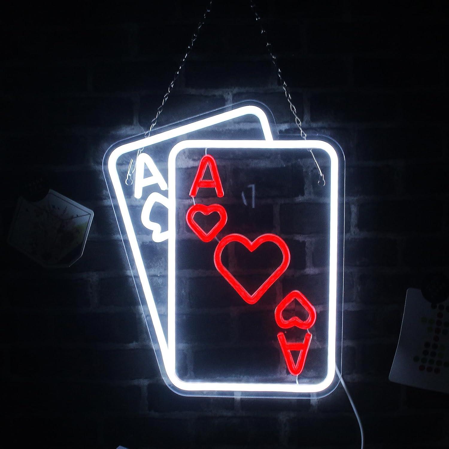 Cartel de Neón de Póker LeDigPig 37.6x30.5cm LED Rojo