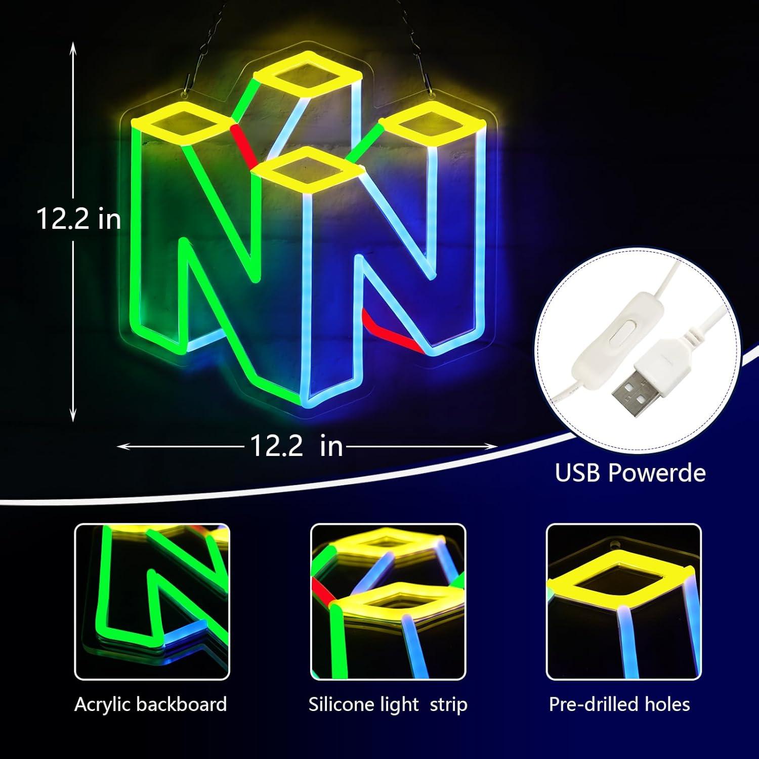 Luz de Neón LED WonderfulLife N64 para Decoración Gamer 31x31cm
