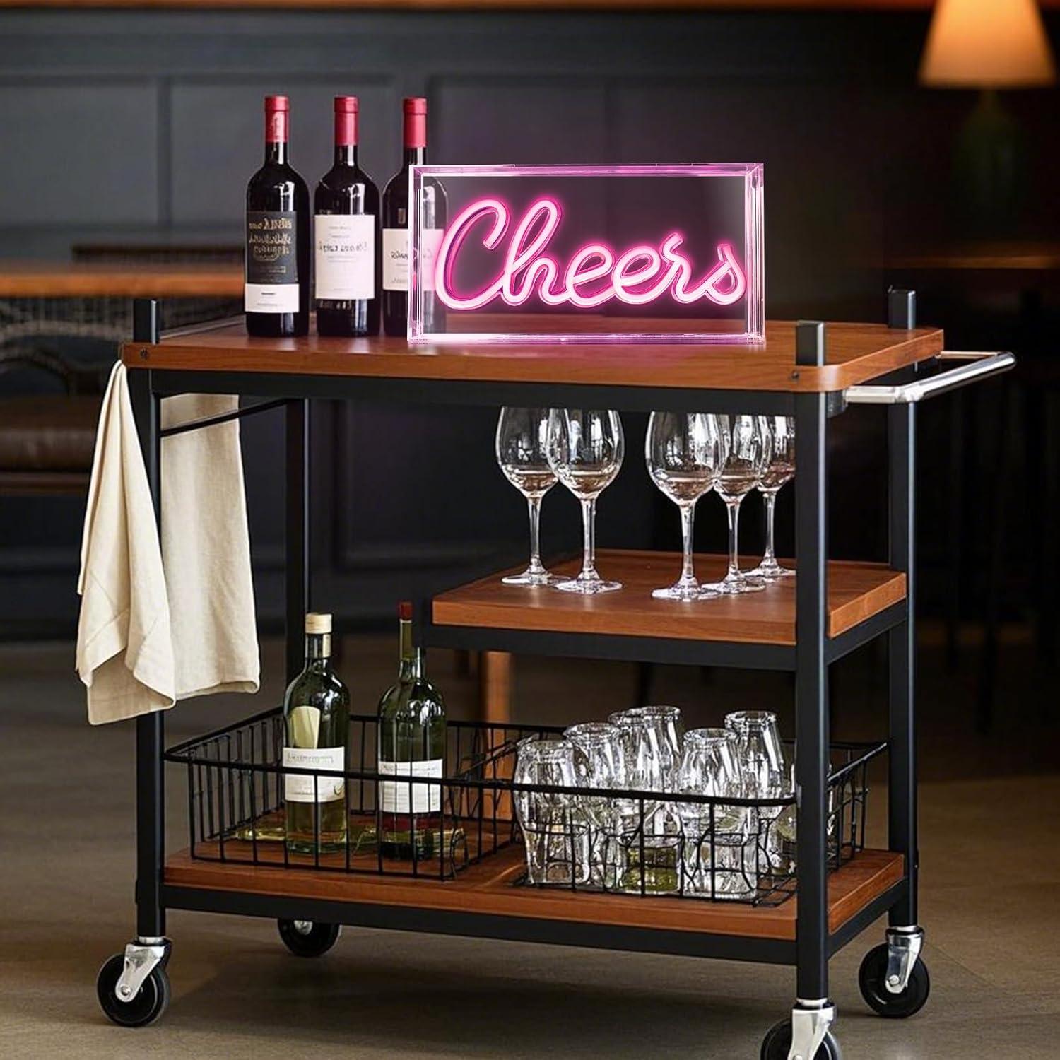Letrero Neón Cheers Rosa LED USB para Decoración de Pared