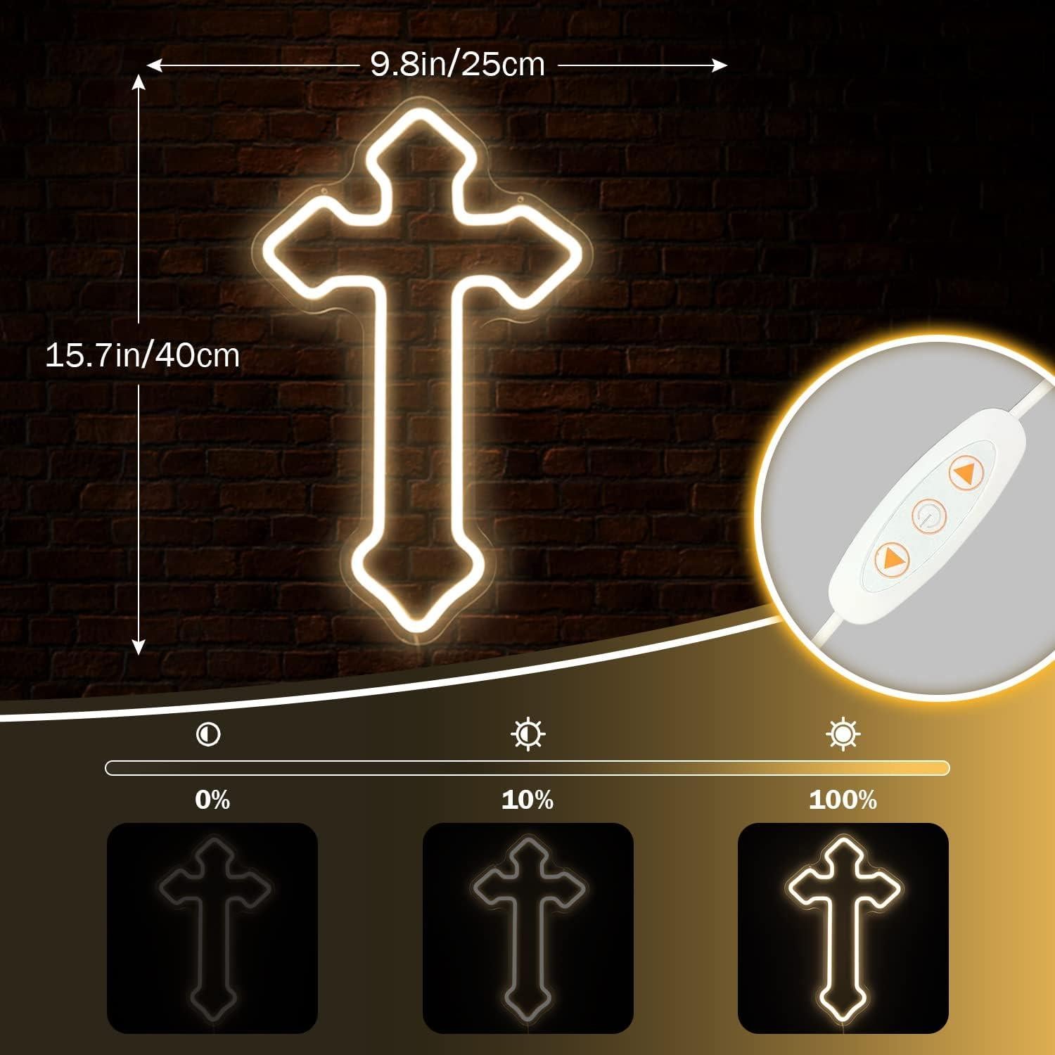 Luz de Neón Cruz Jesús LED Dimmable 40x25 cm OvoNinn
