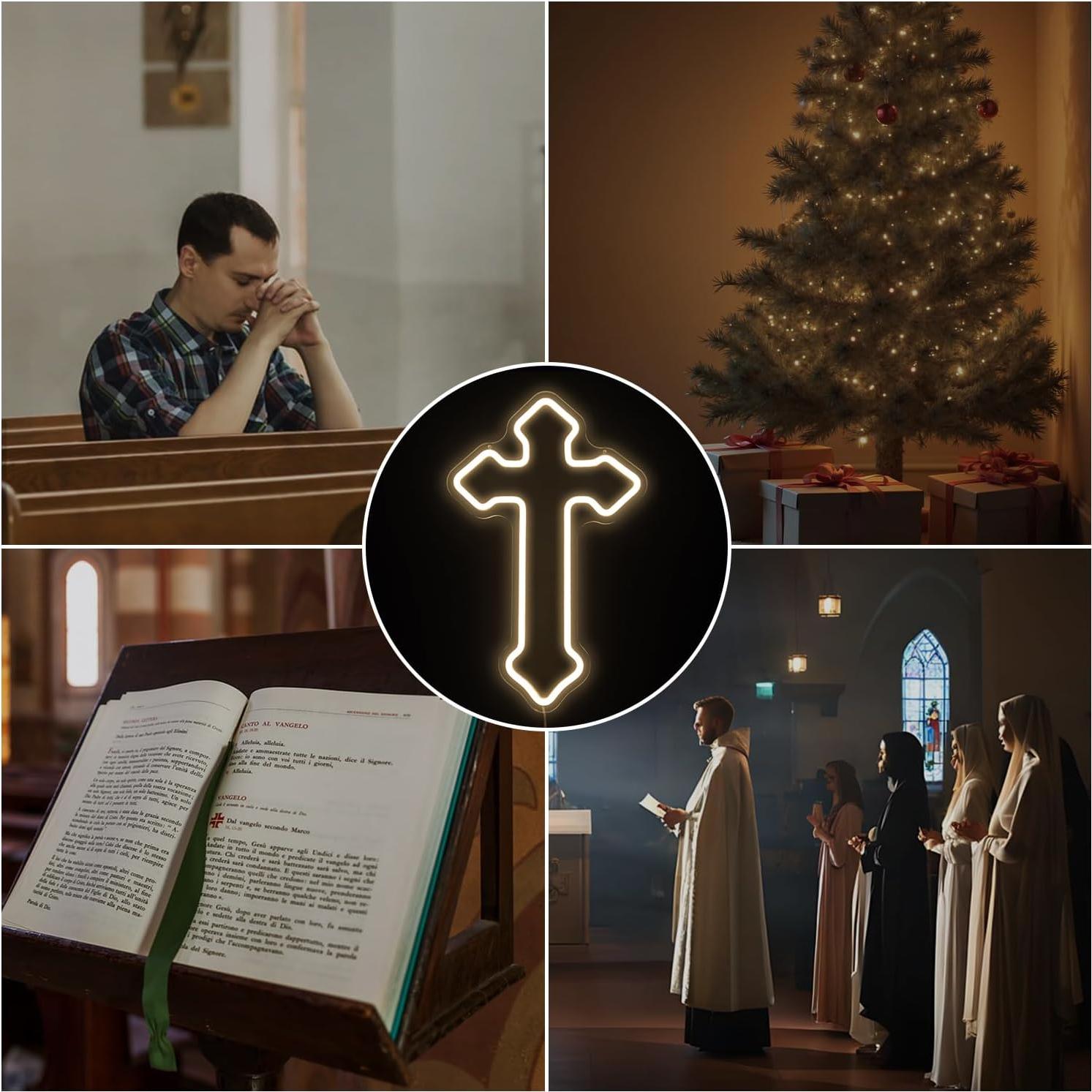 Luz de Neón Cruz Jesús LED Dimmable 40x25 cm OvoNinn