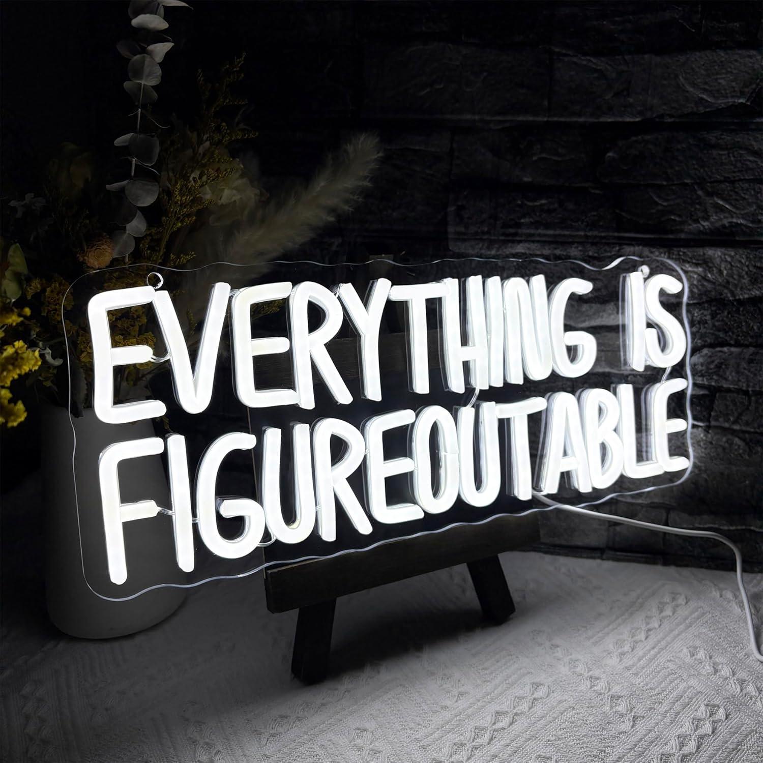 Letrero Neón LED Motivacional Mutank Todo es Solucionable 37.8x20.3 cm