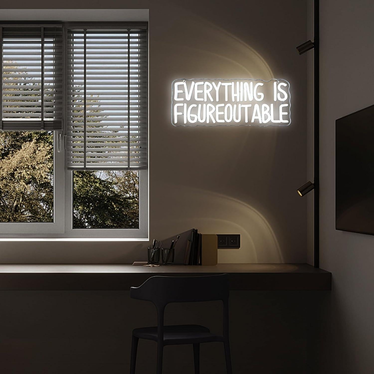 Letrero Neón LED Motivacional Mutank Todo es Solucionable 37.8x20.3 cm