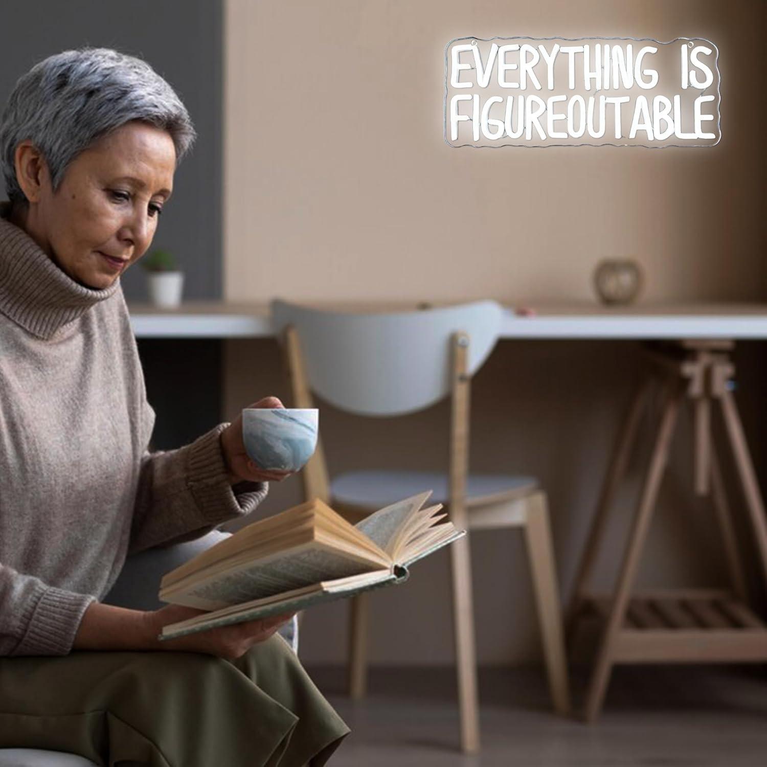 Letrero Neón LED Motivacional Mutank Todo es Solucionable 37.8x20.3 cm