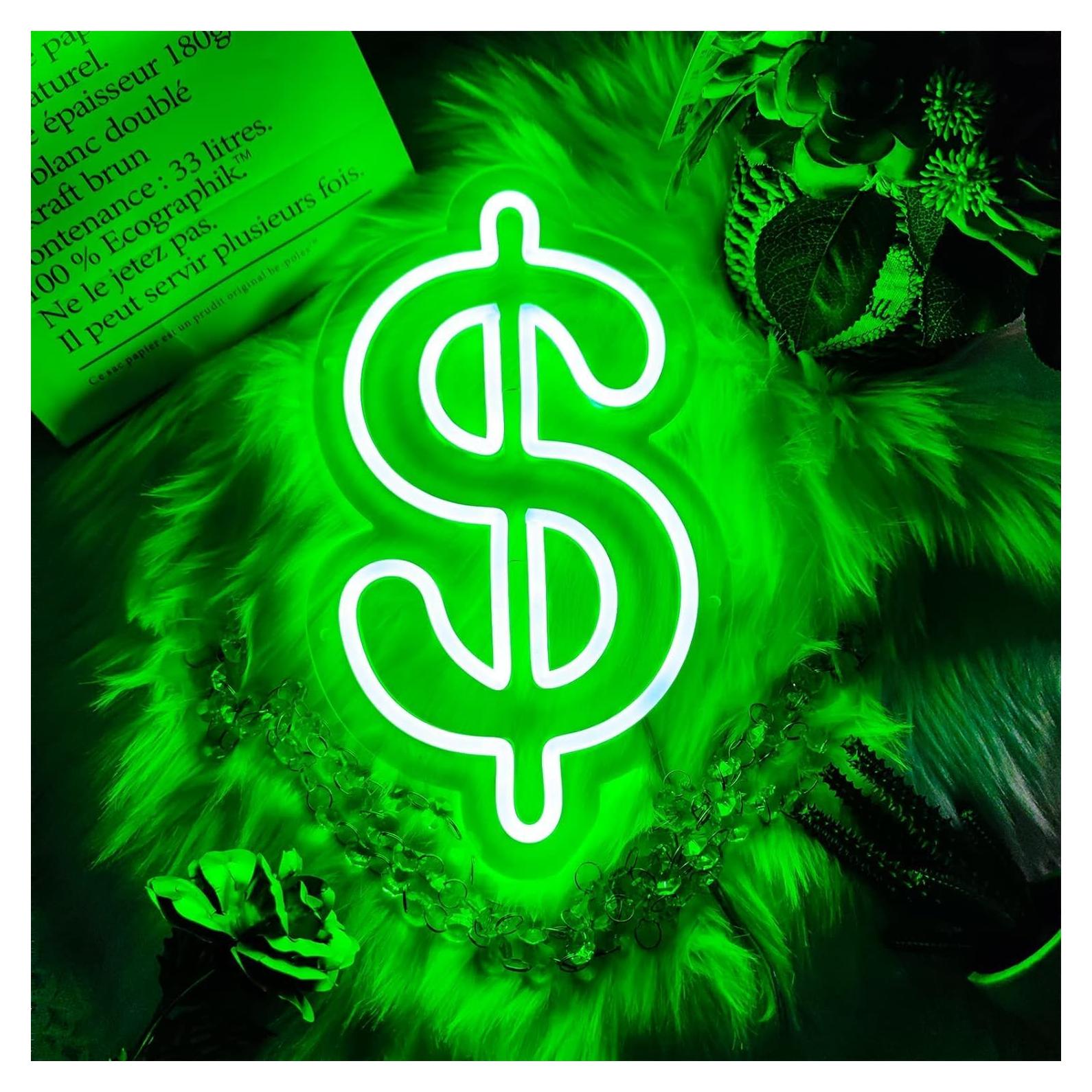 Letrero de Neón Dólar LED Verde 30.2x17.8 cm INSNEnN