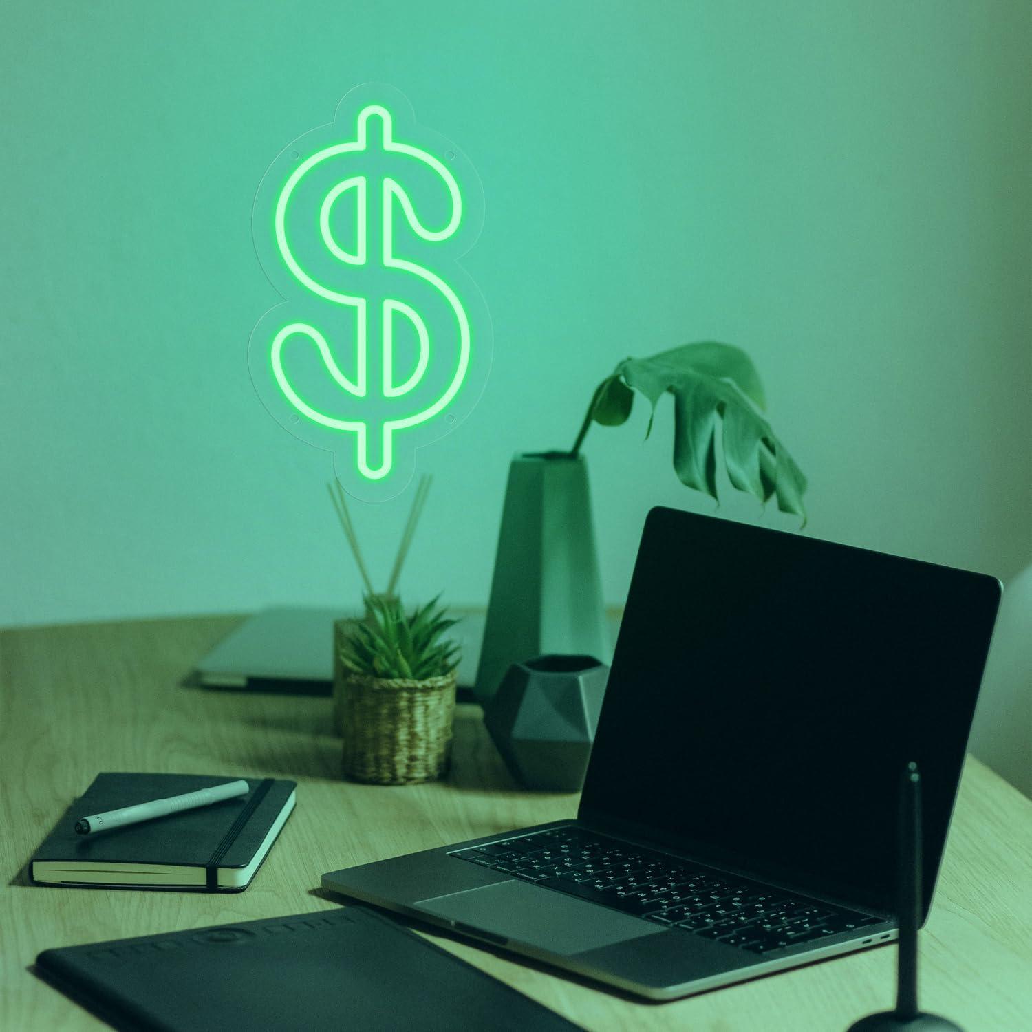 Letrero de Neón Dólar LED Verde 30.2x17.8 cm INSNEnN