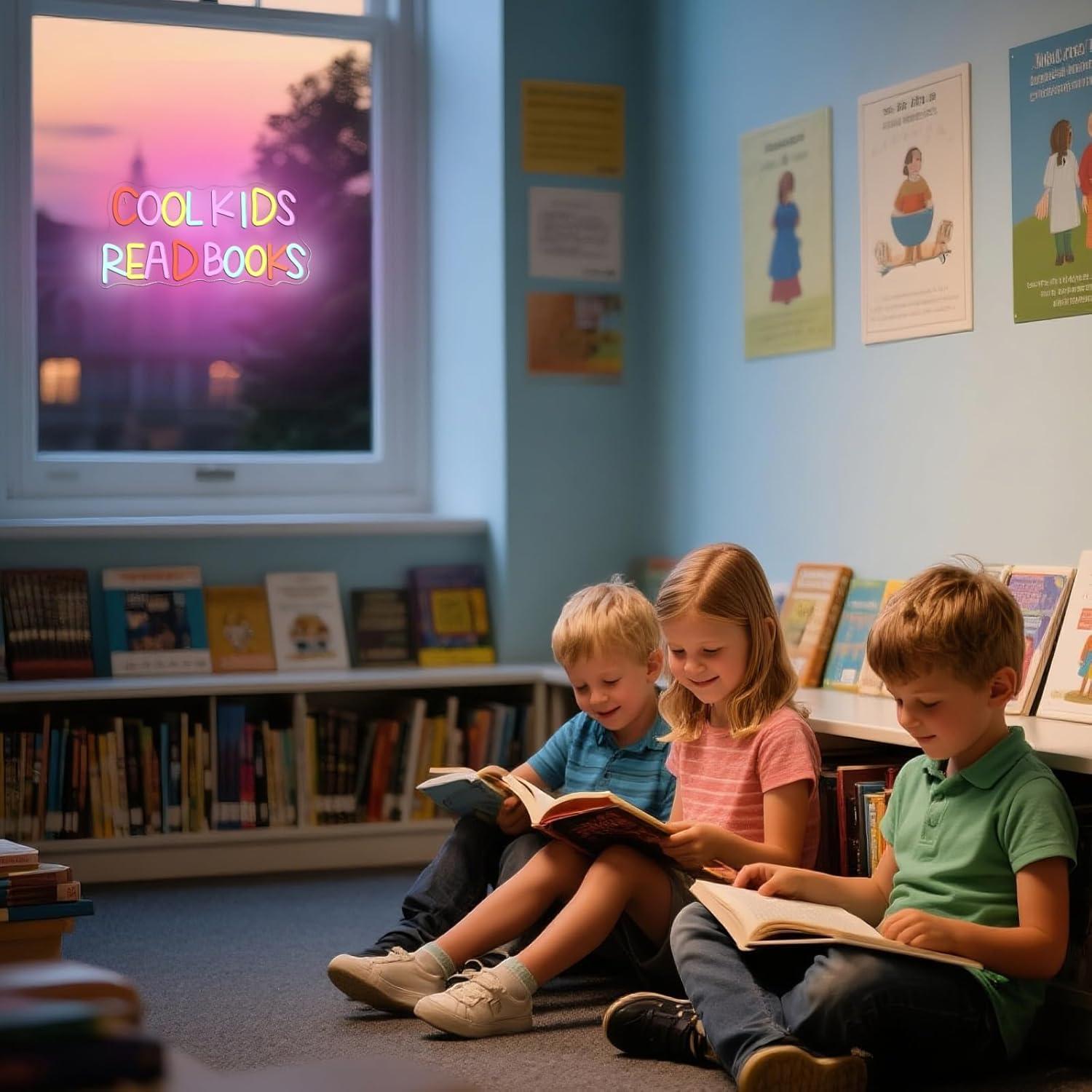 Letrero Neón Cool Kids Read Books LED 50.8x17.8 cm