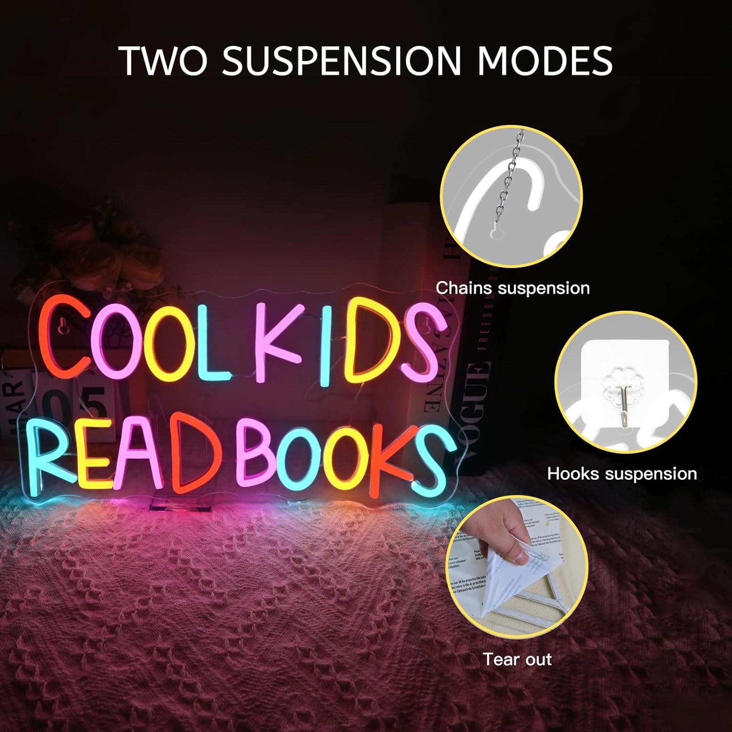 Letrero Neón Cool Kids Read Books LED 50.8x17.8 cm