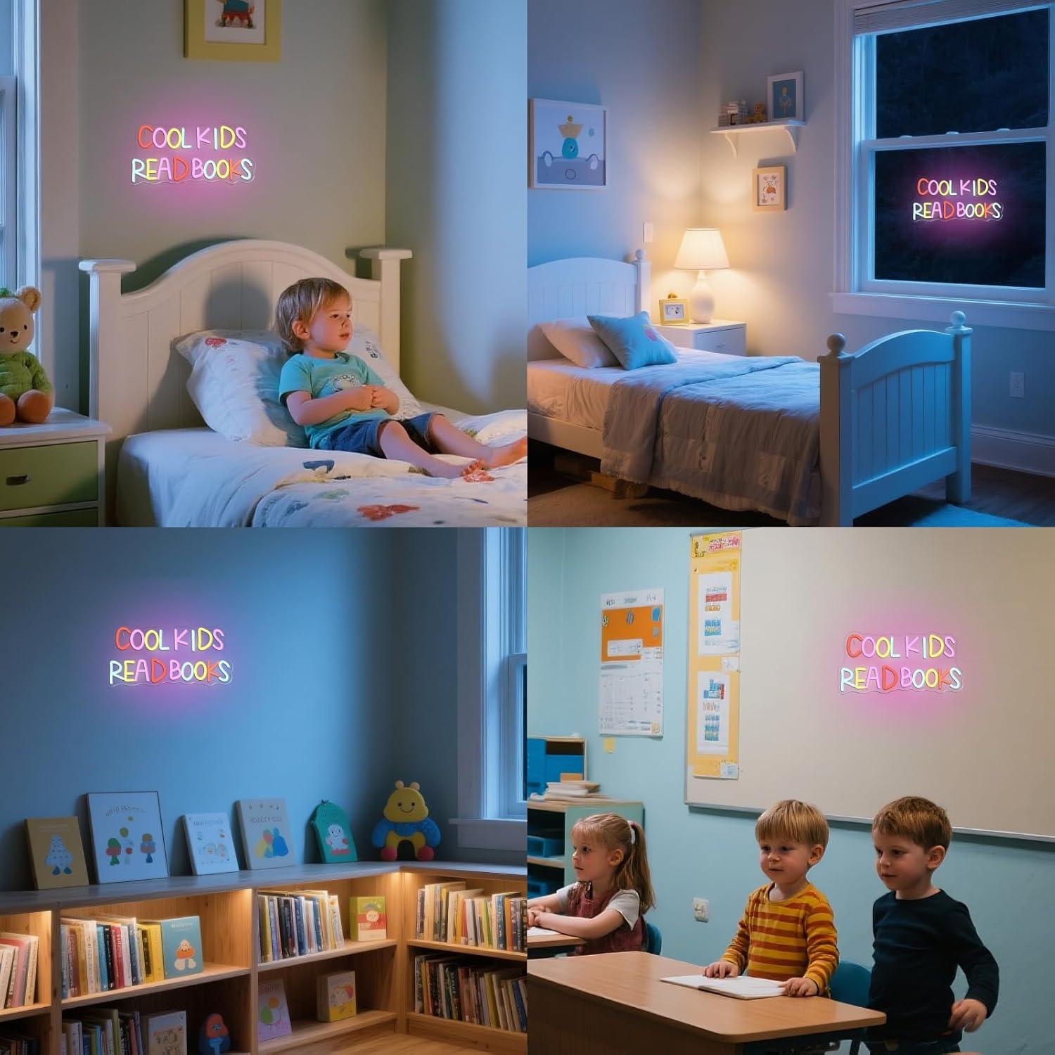 Letrero Neón Cool Kids Read Books LED 50.8x17.8 cm