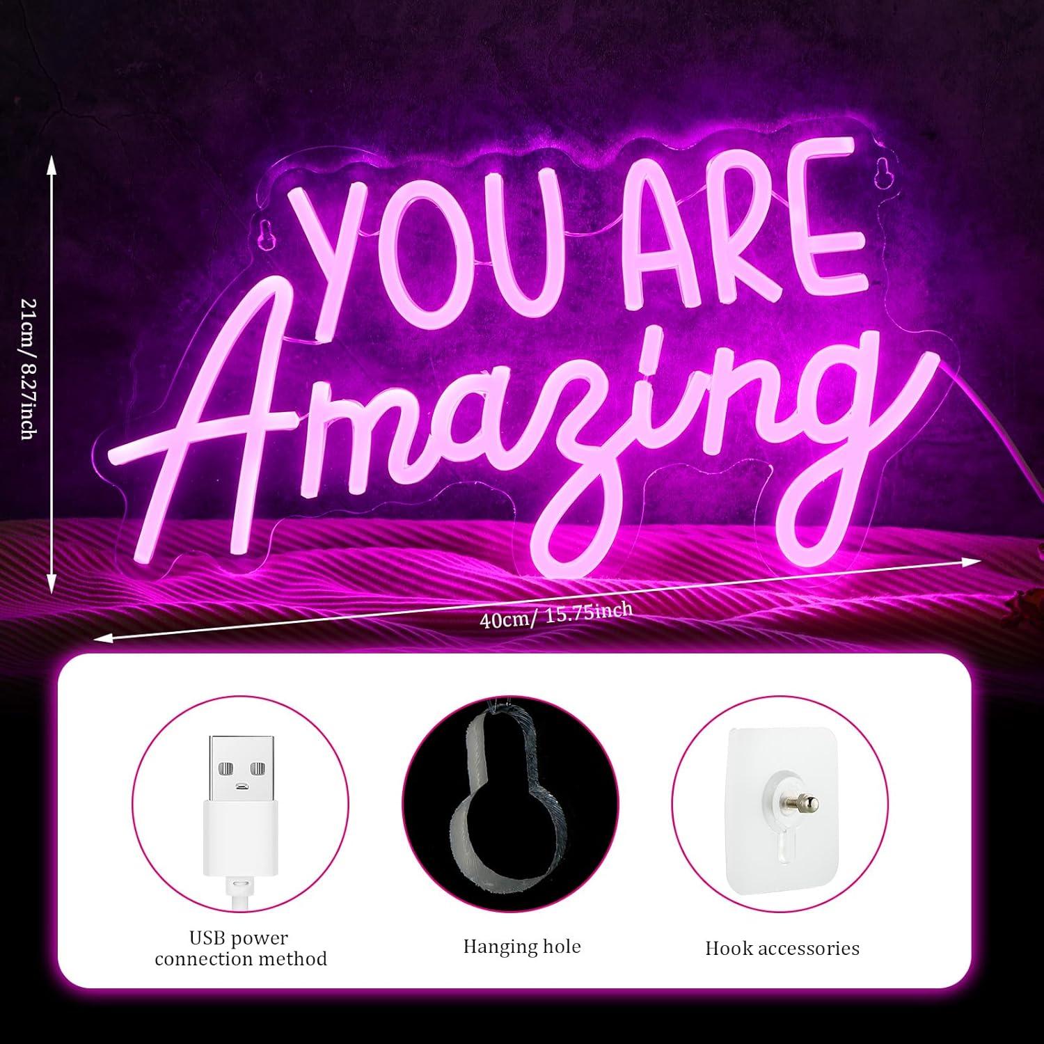 Letrero de Luz LED Neon Hoolerry Eres Increíble 40x21 cm