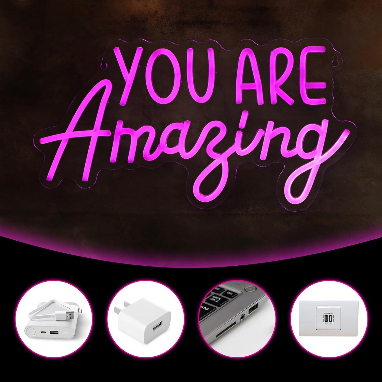 Letrero de Luz LED Neon Hoolerry Eres Increíble 40x21 cm