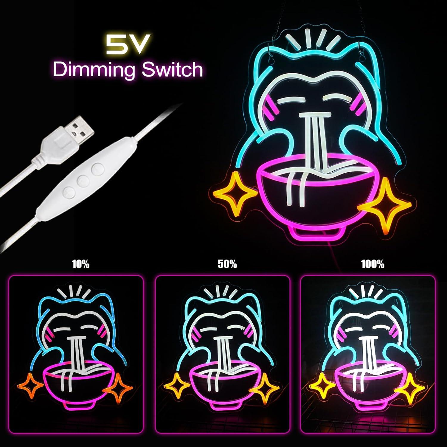 Luz de Neón LED Ramen LiangLiang - Decoración Japonesa 34.3x32cm