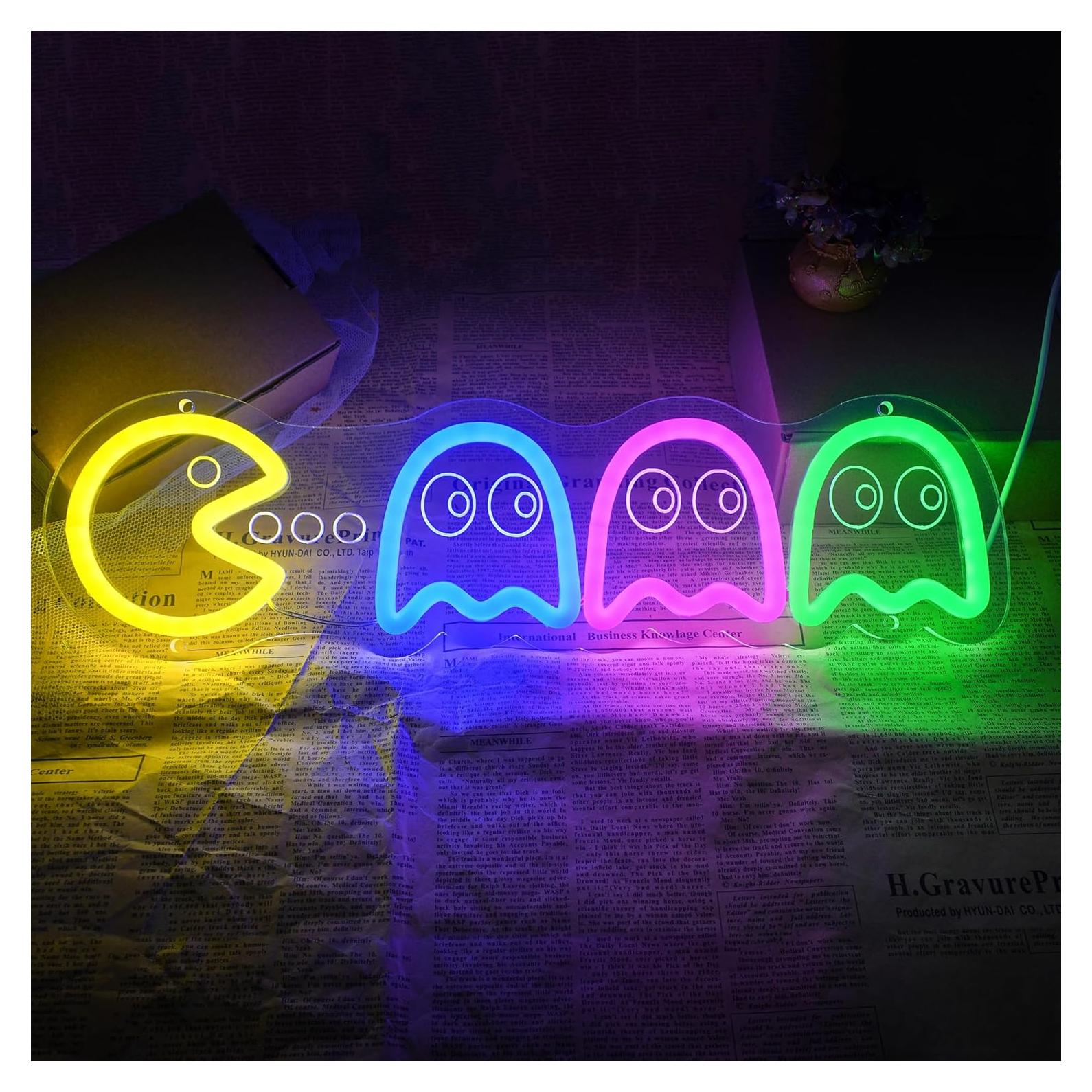 Luz de Neón Retro 3D Fantasma Begooat para Juegos USB