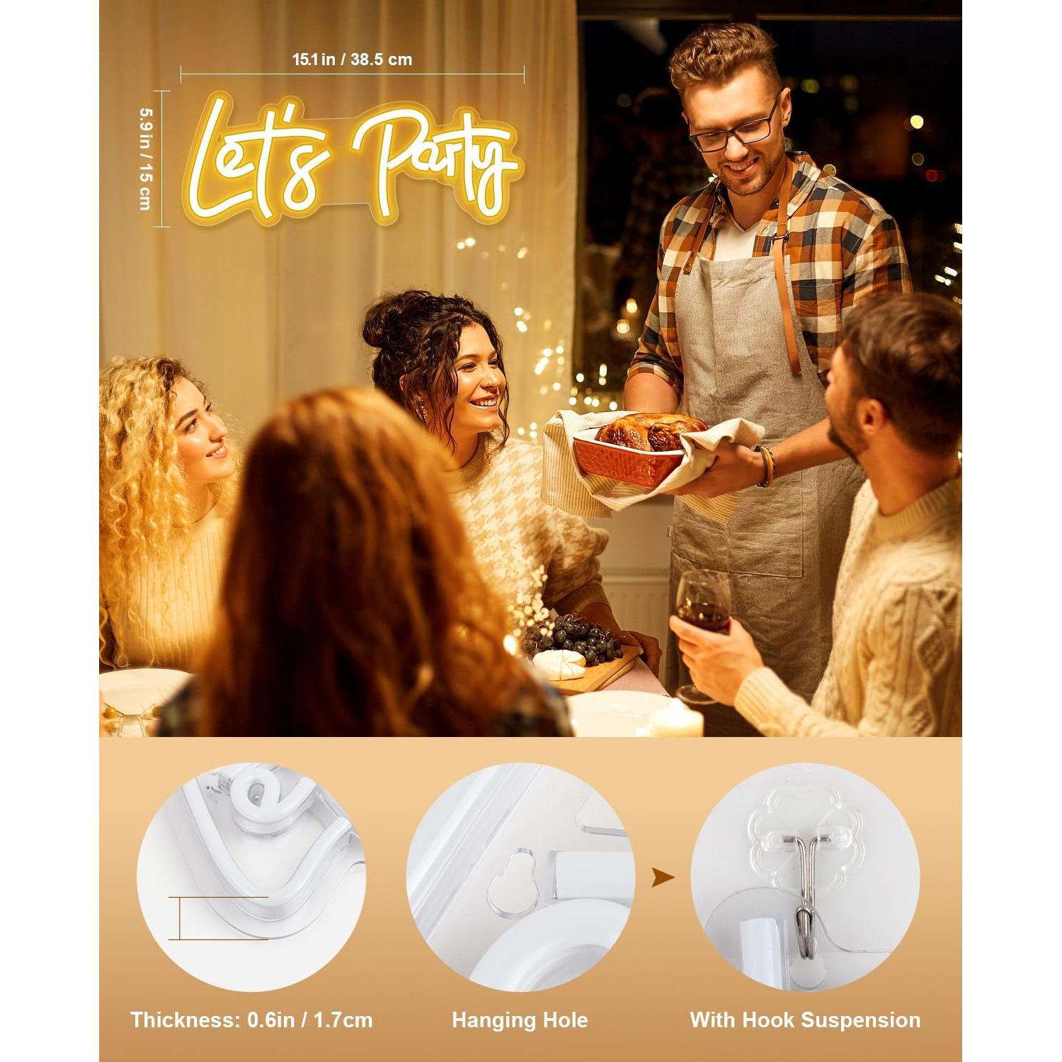 Letrero de Neón LED Arrinew Let's Party para Decoración