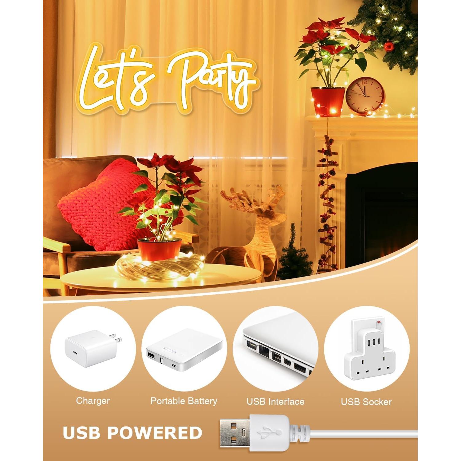 Letrero de Neón LED Arrinew Let's Party para Decoración