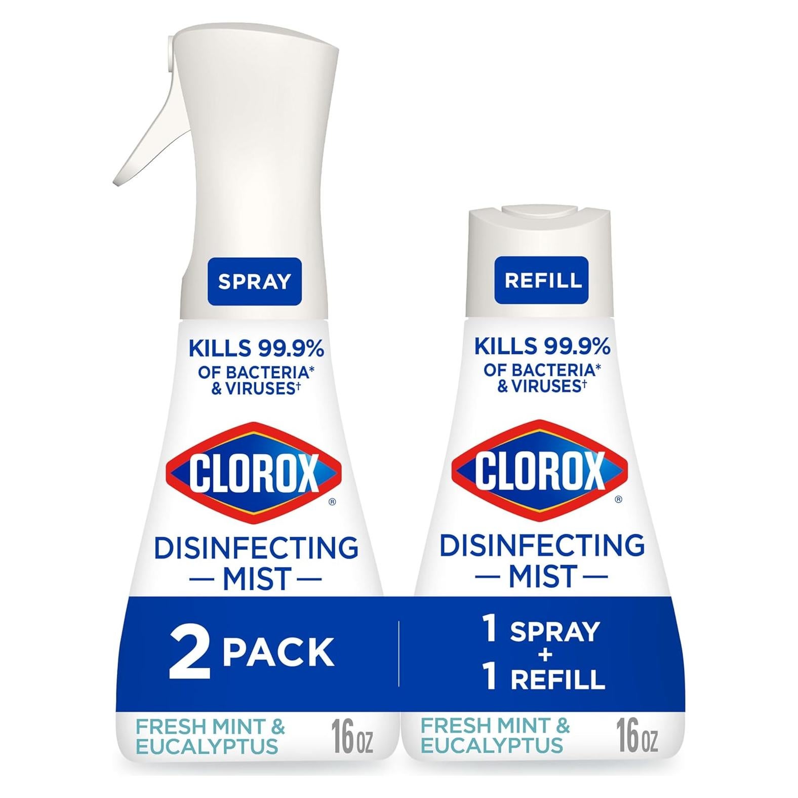 Desinfectante Clorox Mist 3 en 1 Eucalipto y Menta 2x16 oz