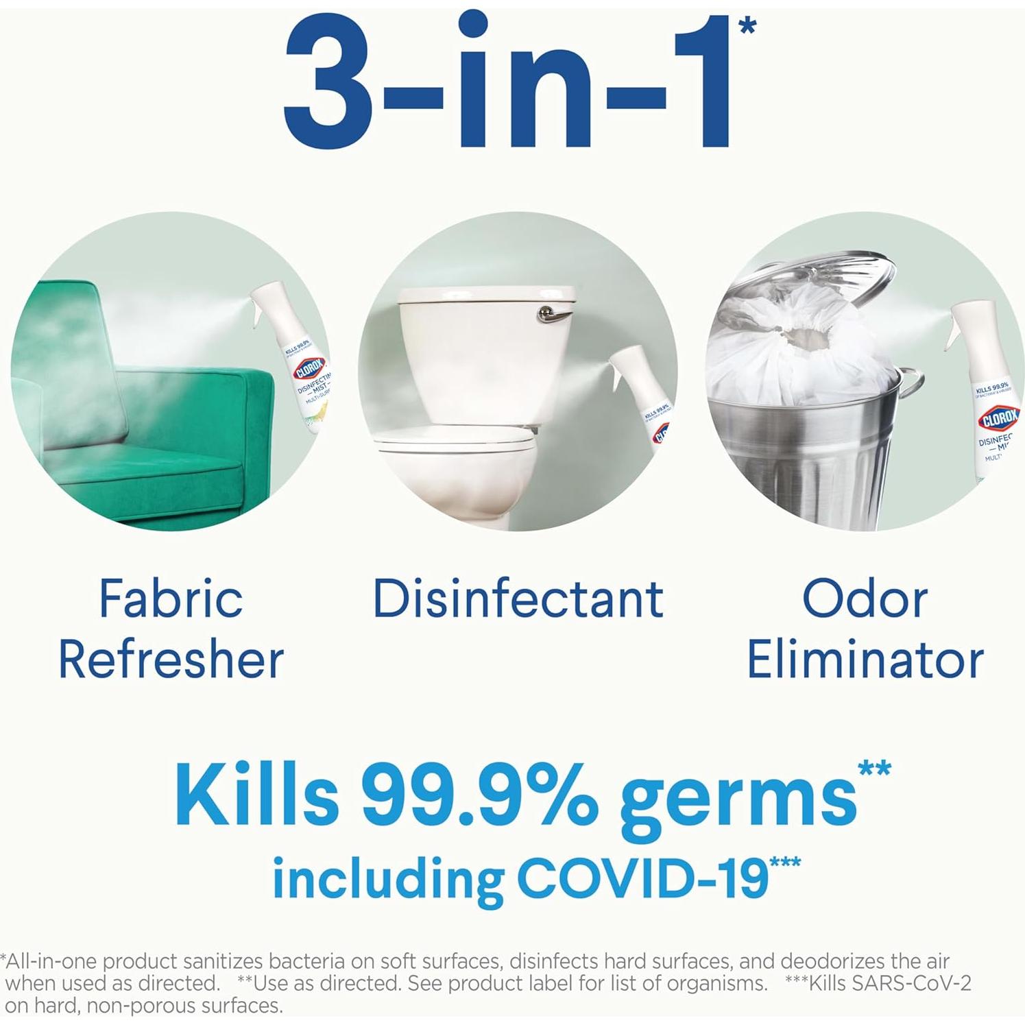 Desinfectante Clorox Mist 3 en 1 Eucalipto y Menta 2x16 oz