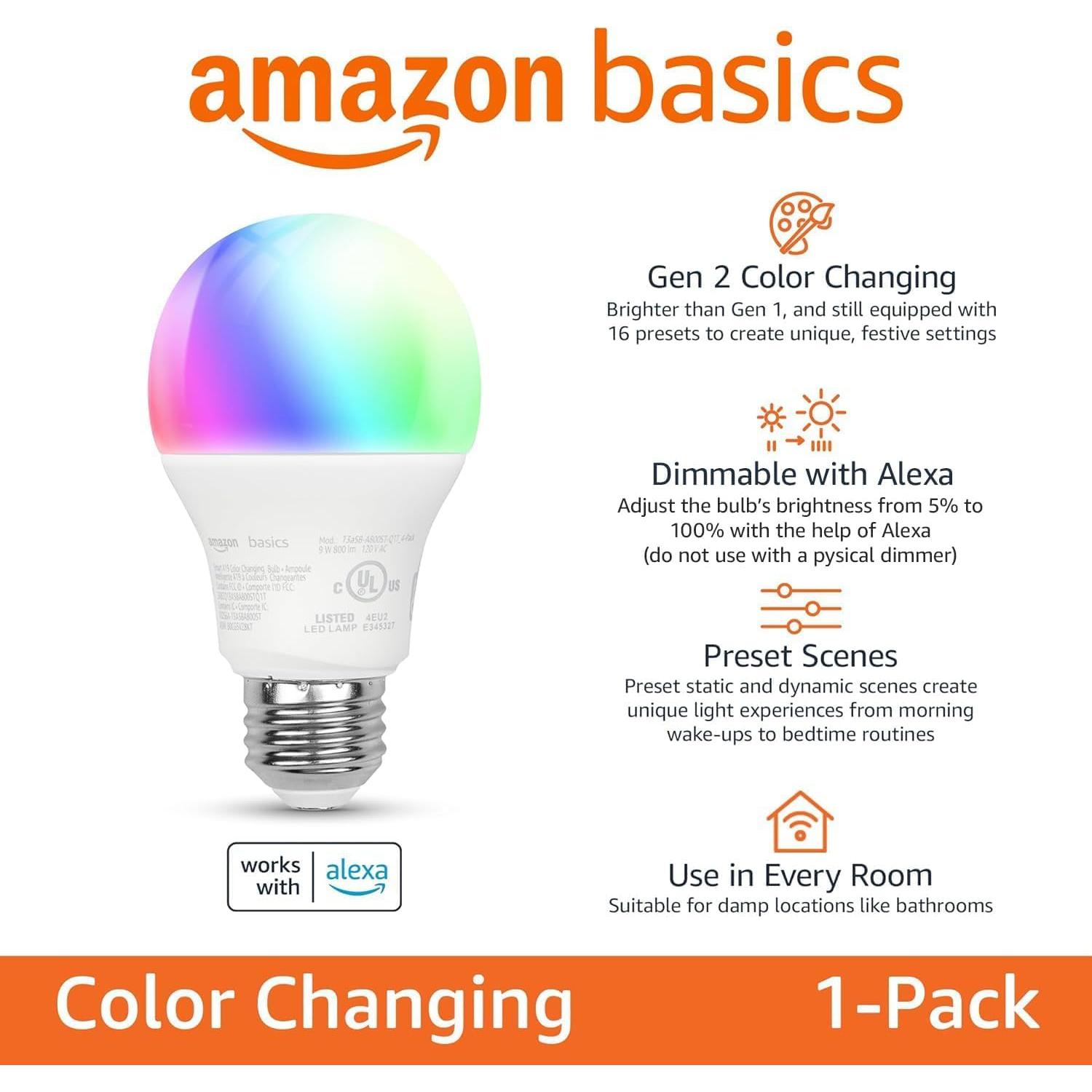 Echo Dot with Amazon Basics Smart Color Bulb
